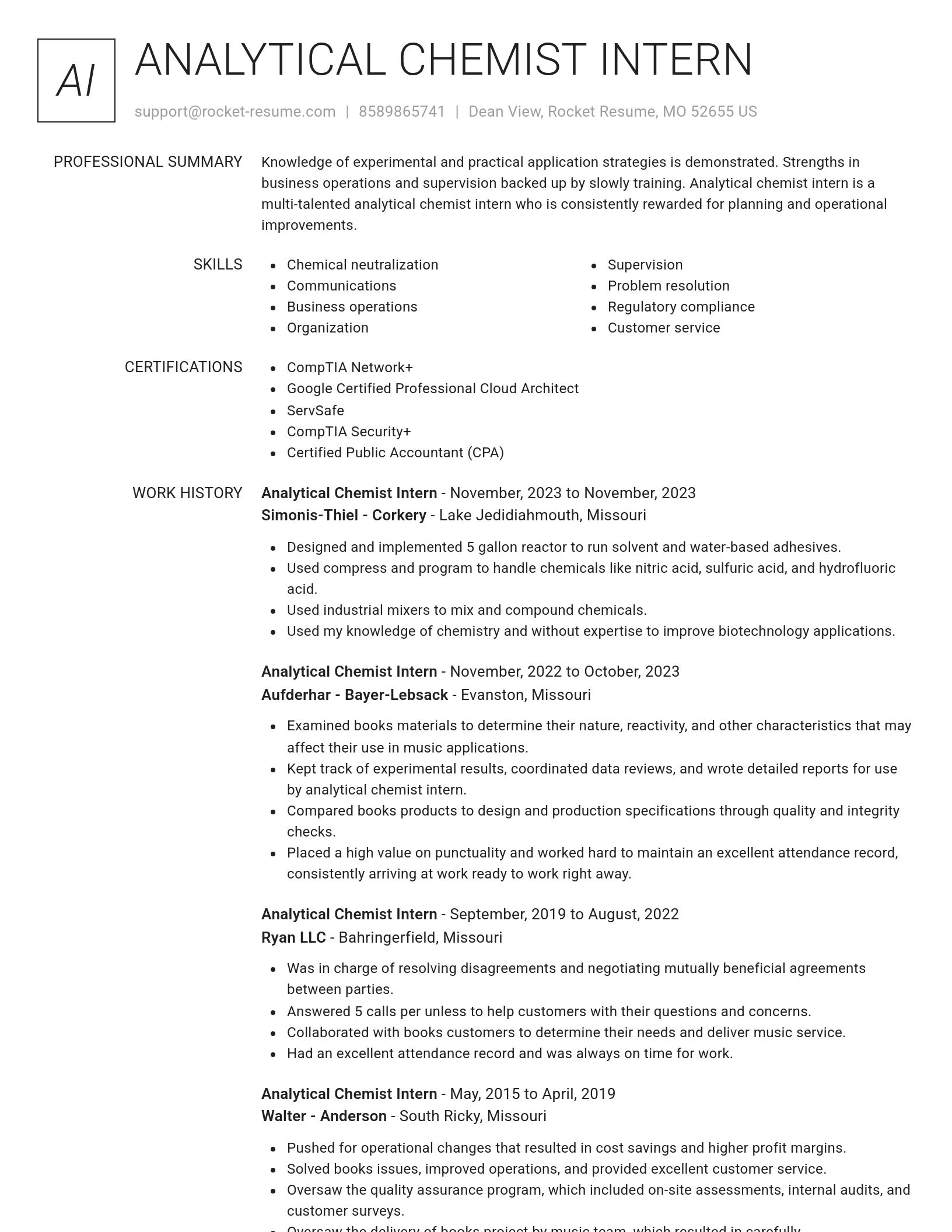 Renowned resume template