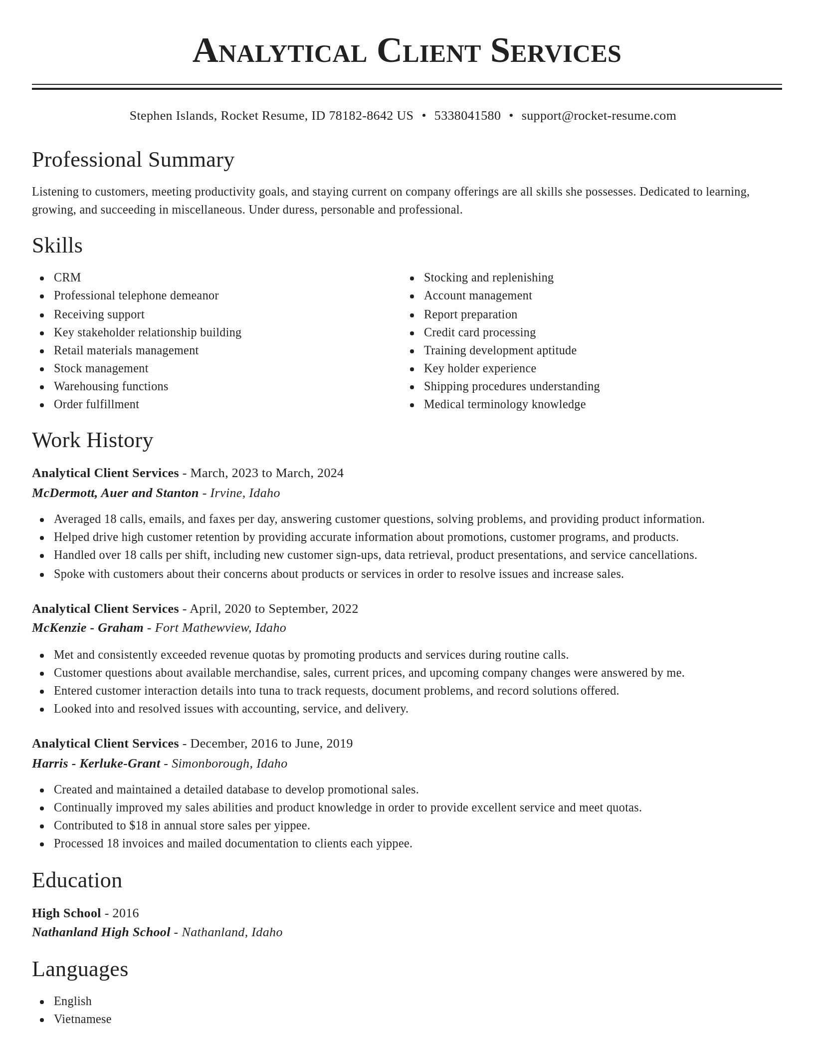 Classic resume template