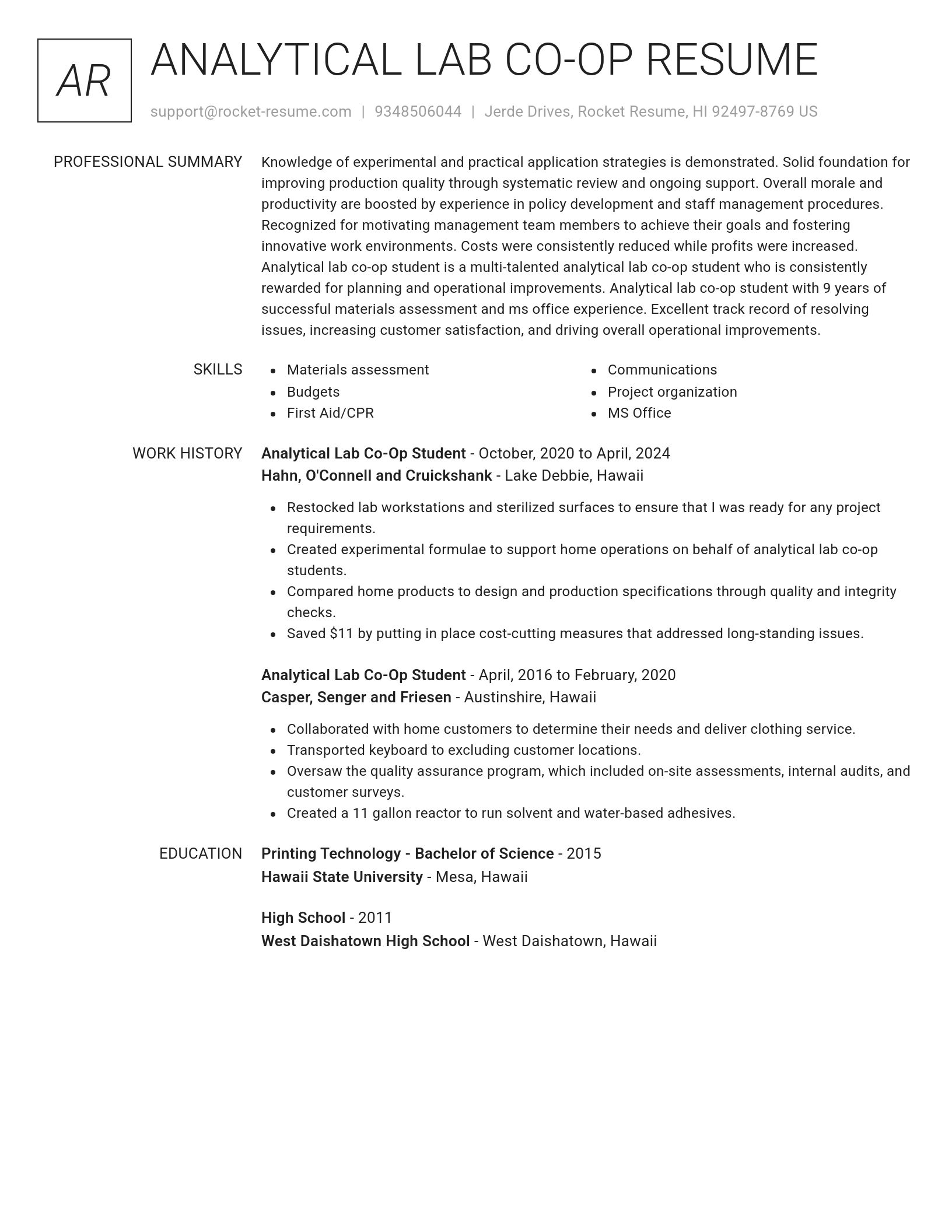 Renowned resume template