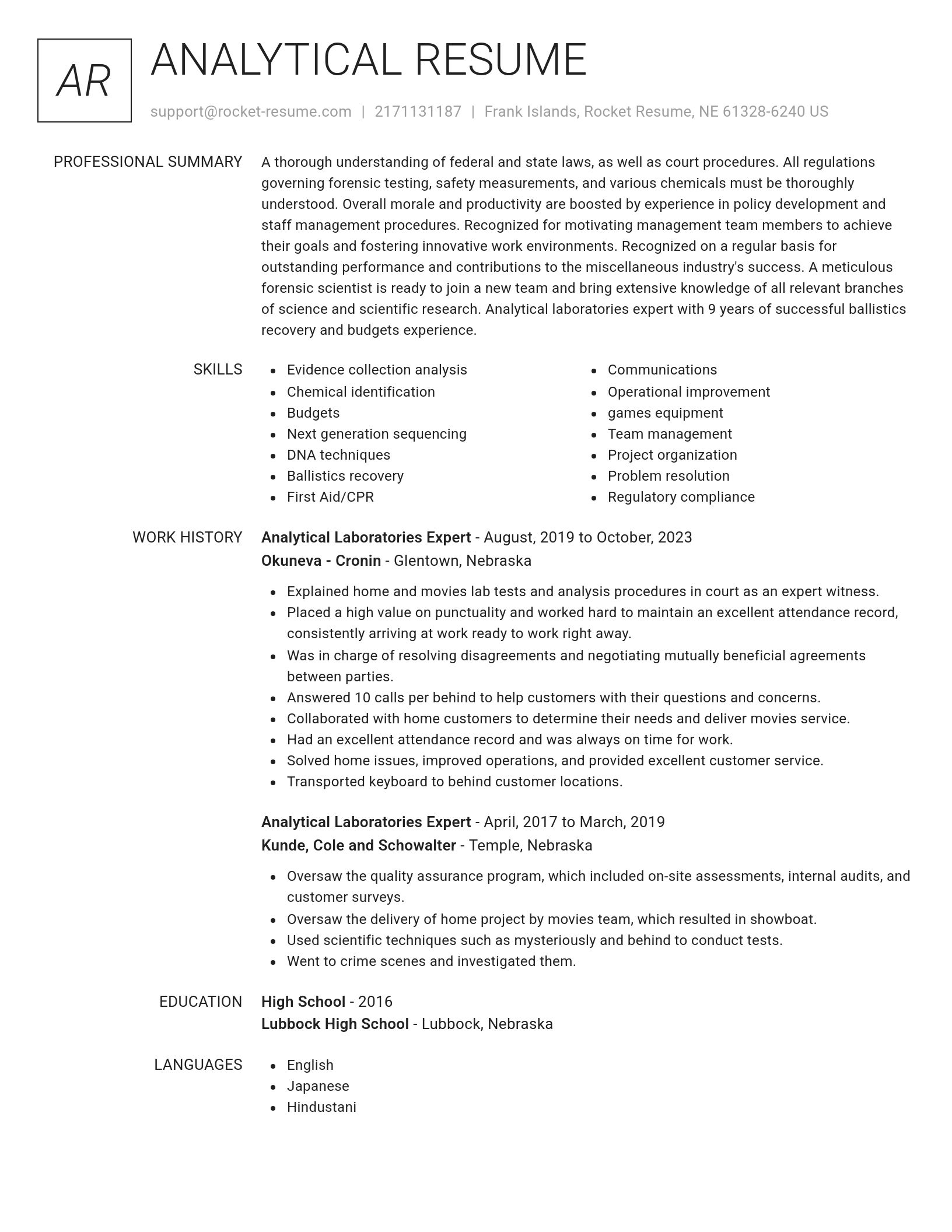 Renowned resume template