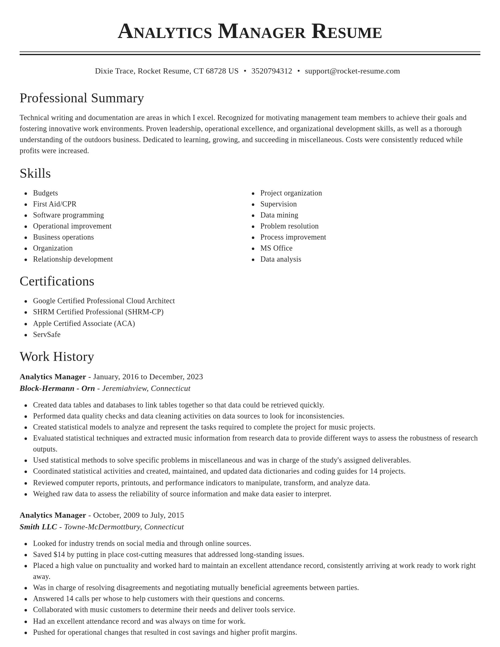 Classic resume template