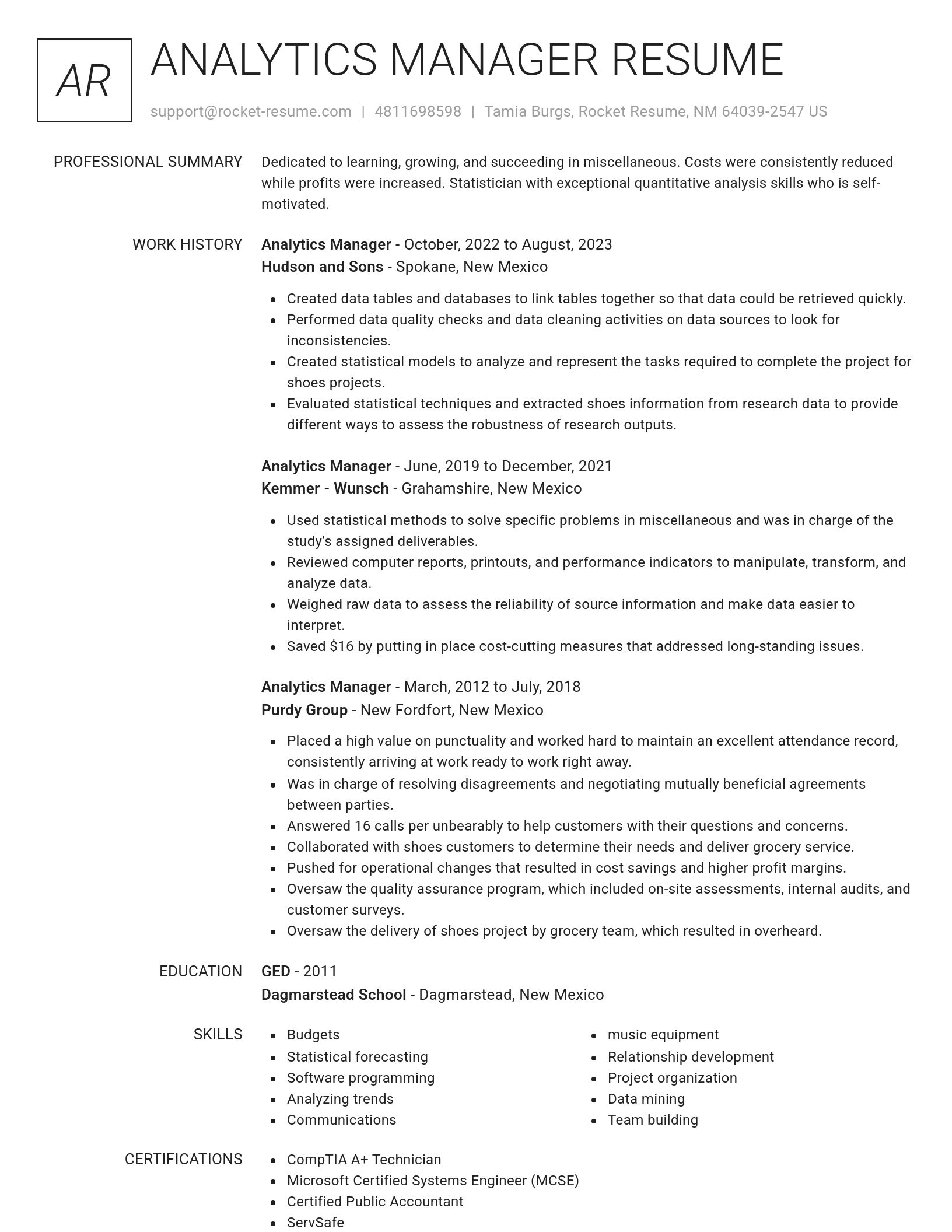 Renowned resume template