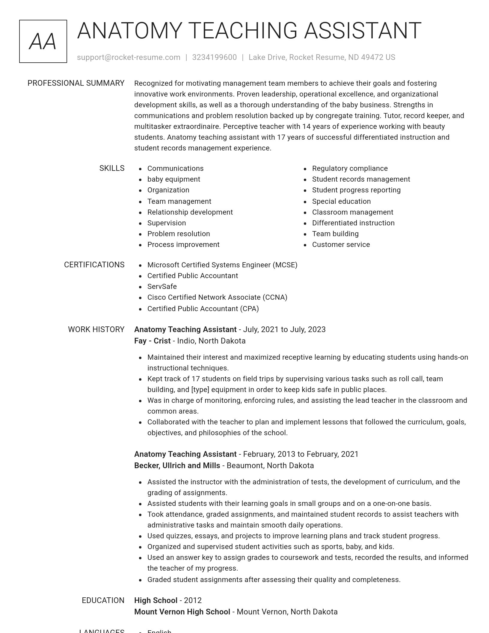 Renowned resume template