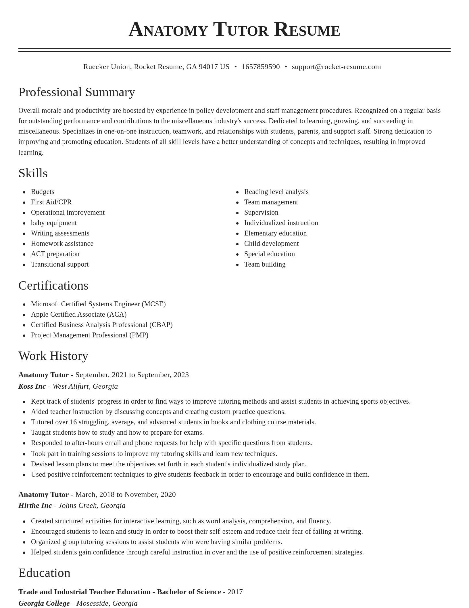 Classic resume template