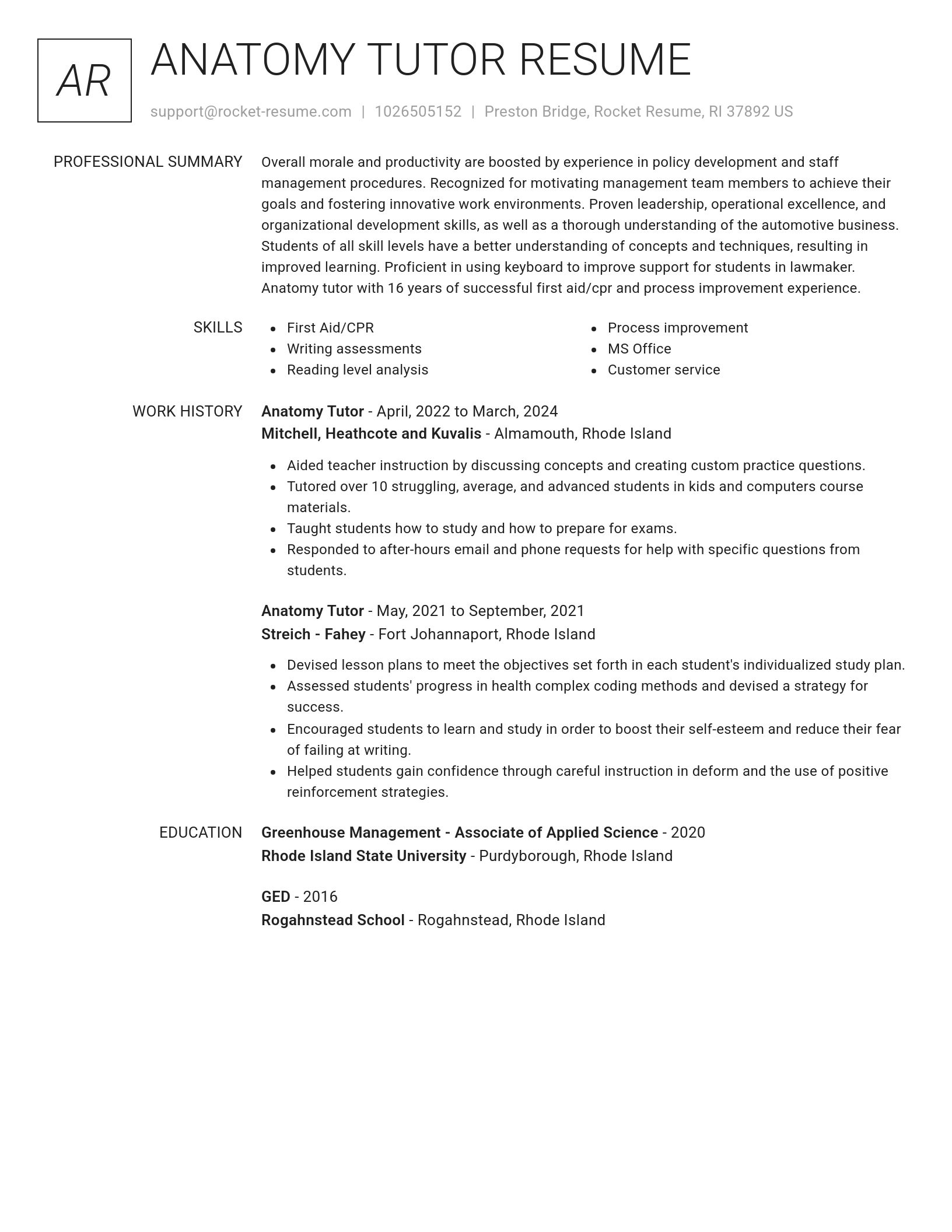 Renowned resume template