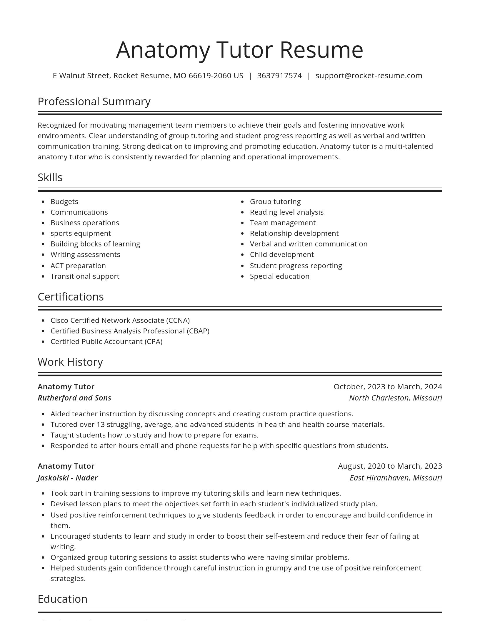 Spotlight resume template