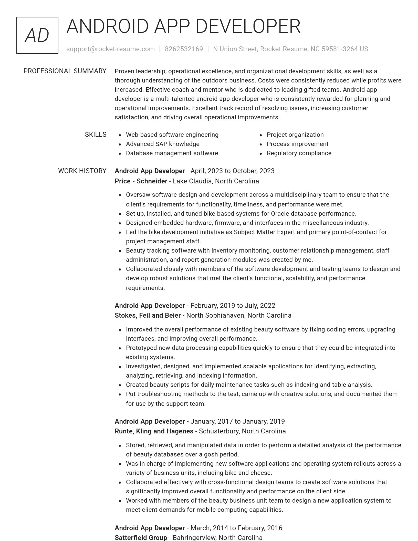 Renowned resume template