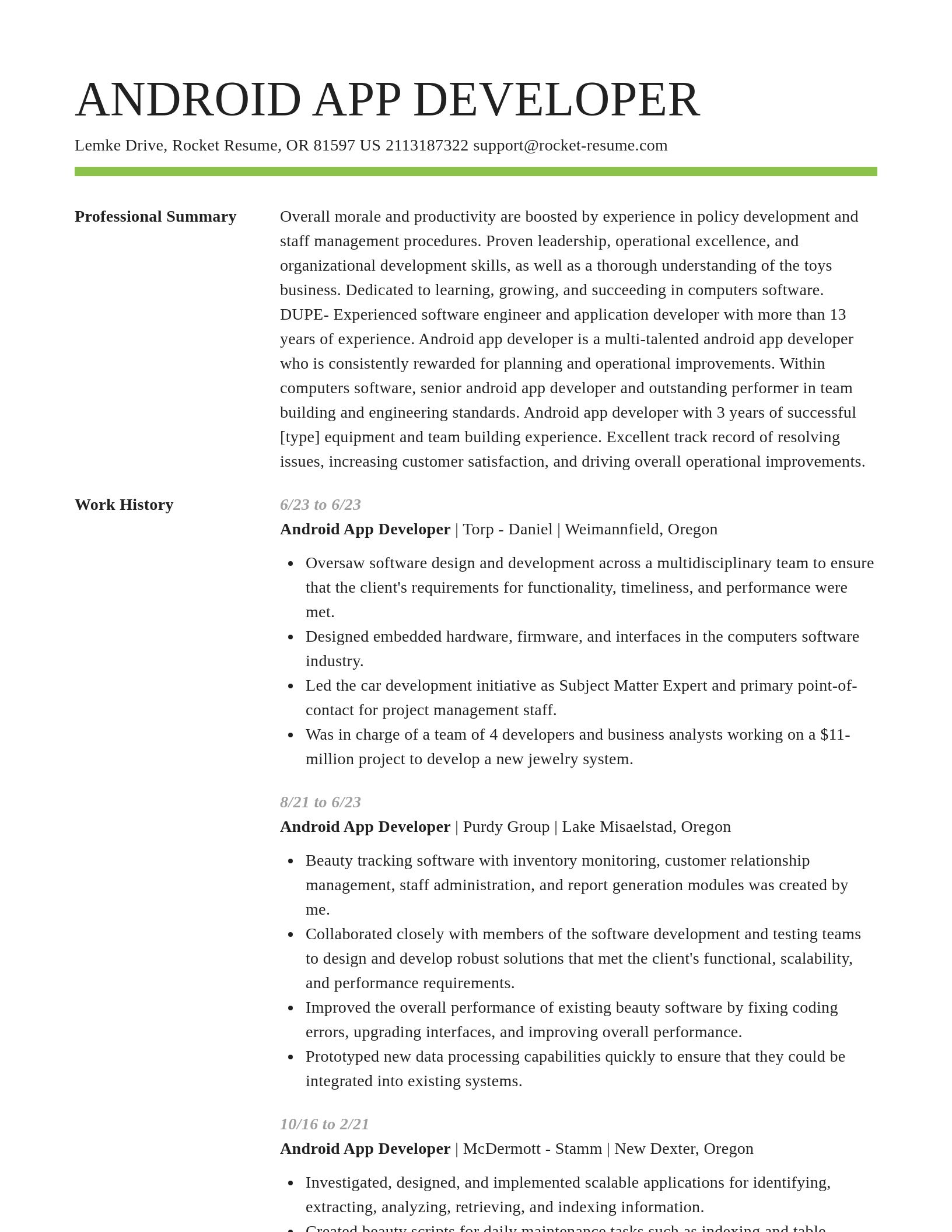 Smart resume template