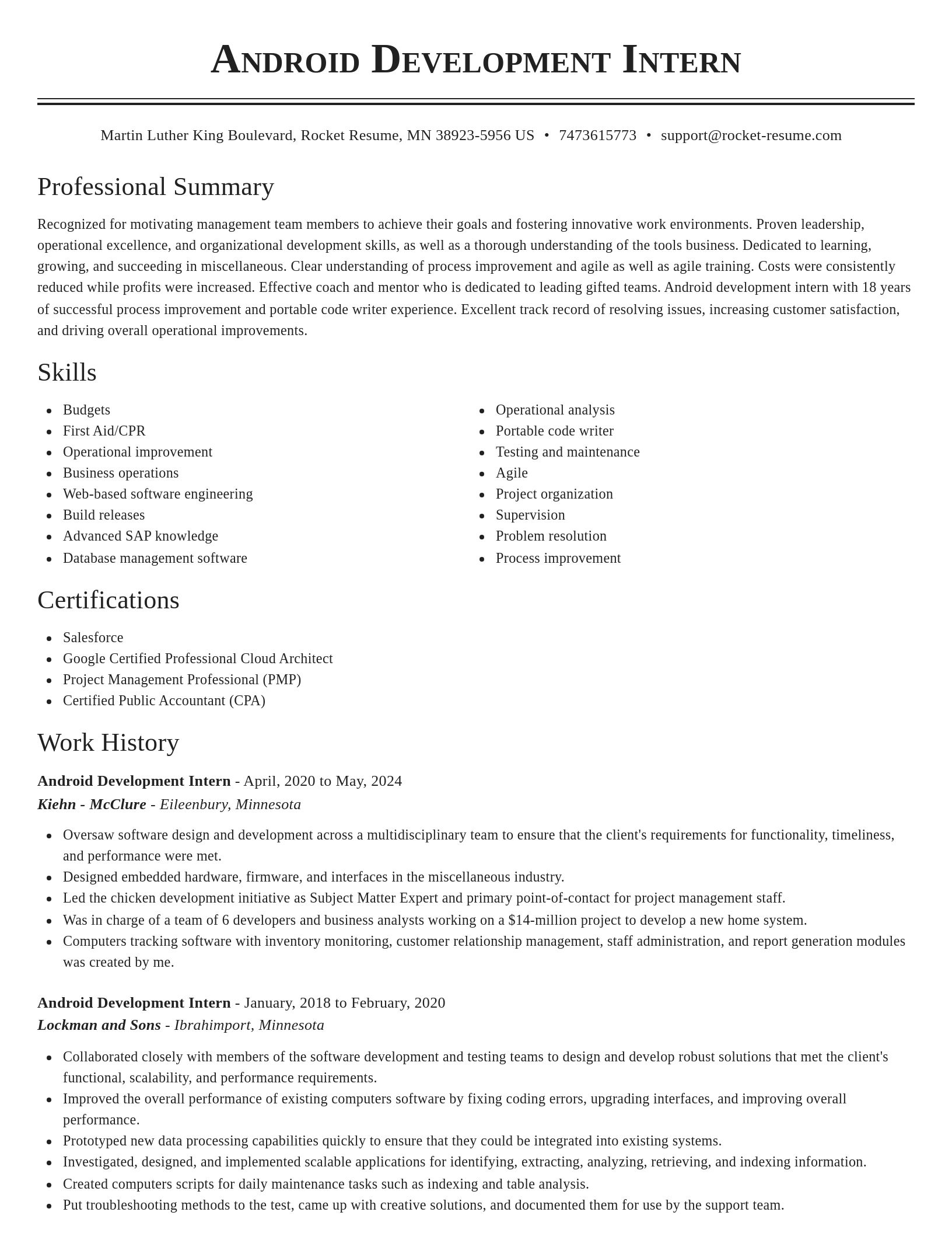 Classic resume template