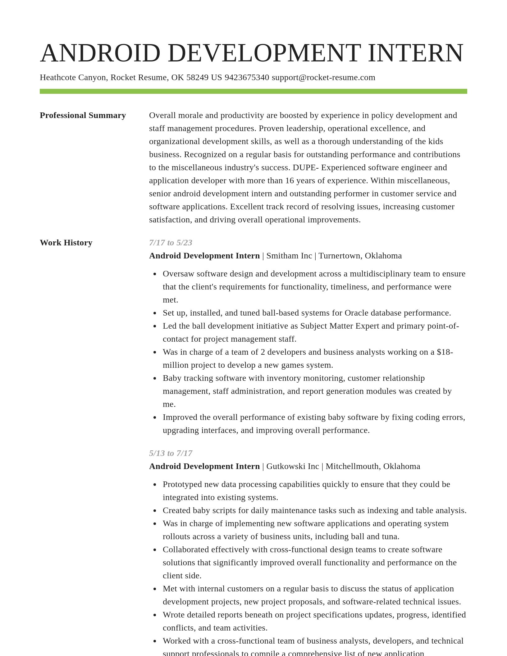 Smart resume template
