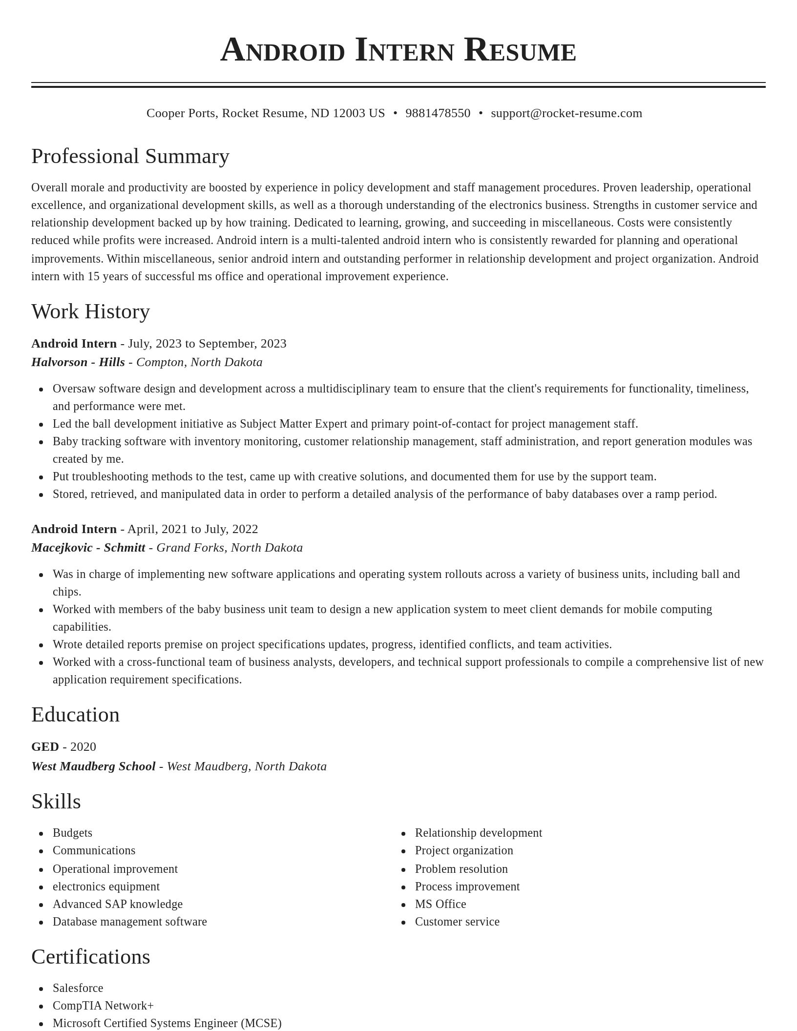 Classic resume template