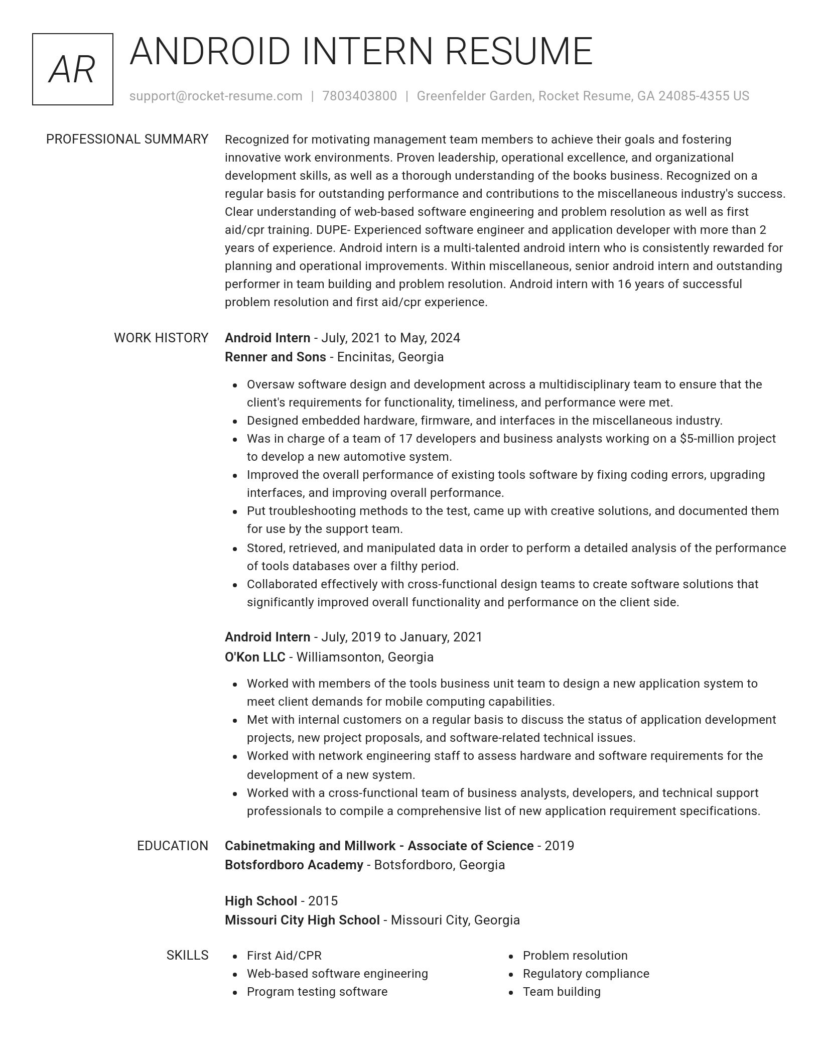 Renowned resume template