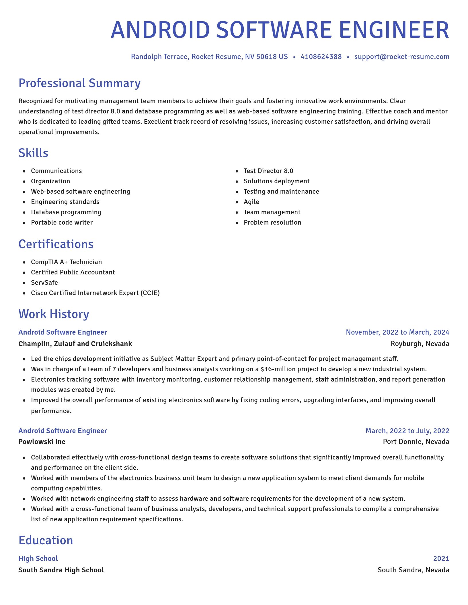 Novel resume template