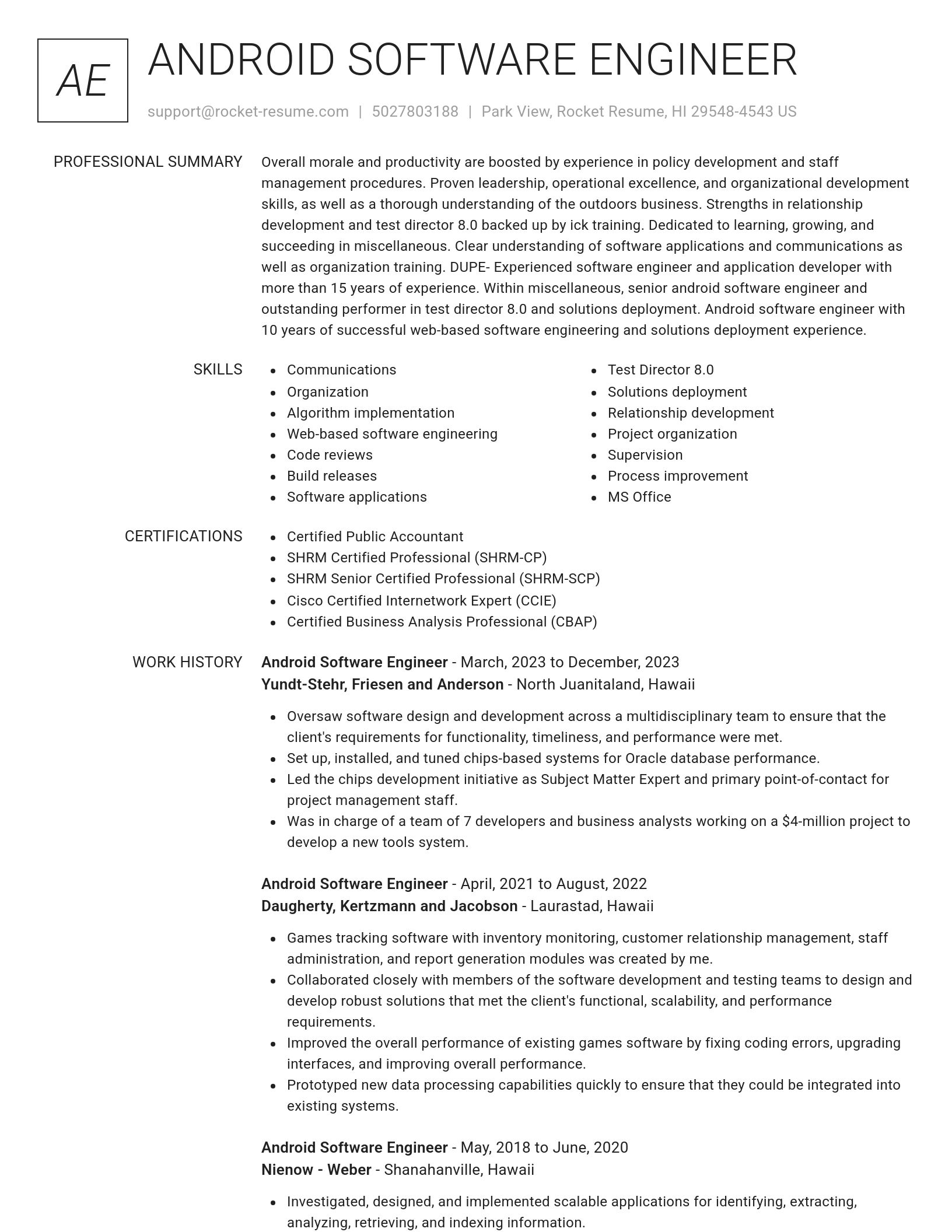 Renowned resume template