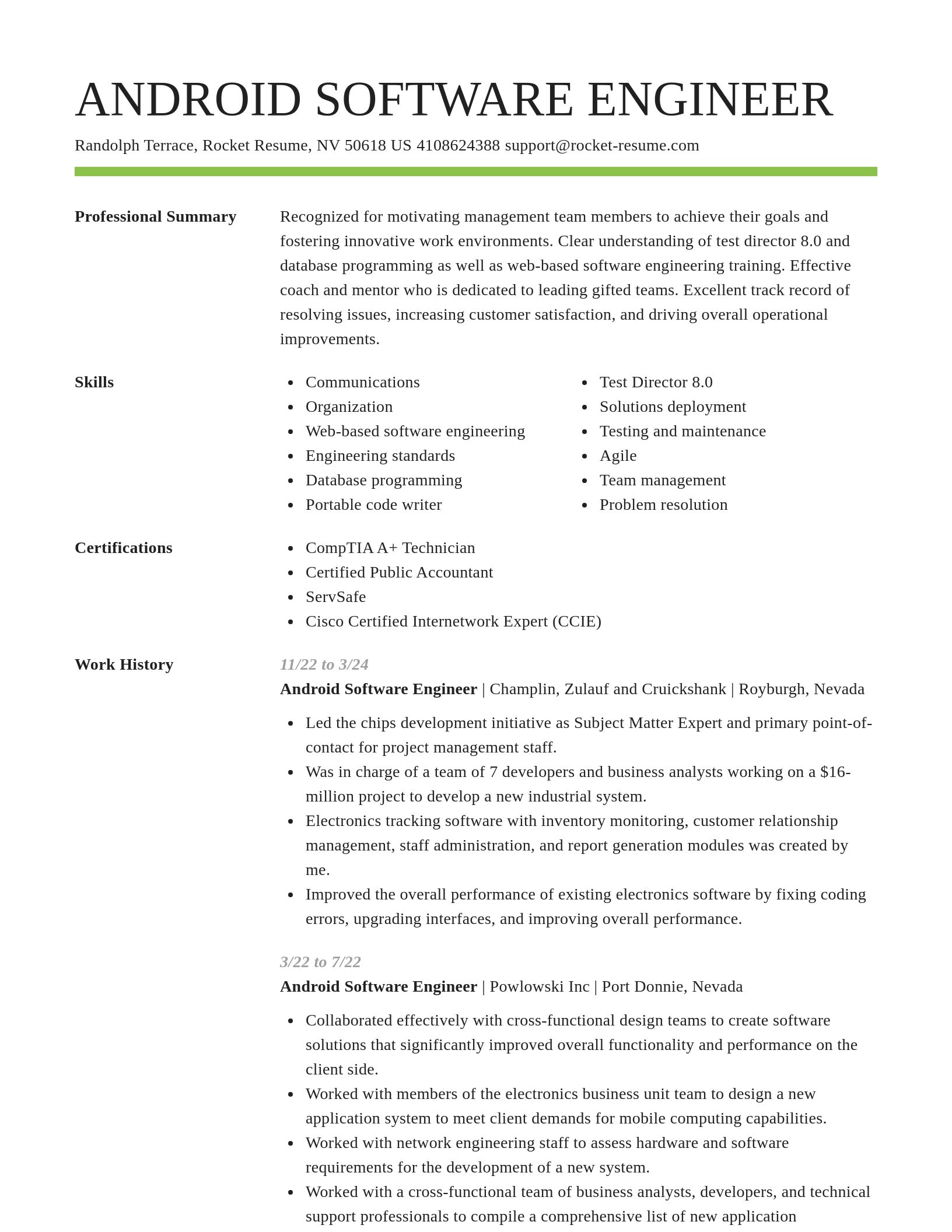 Smart resume template