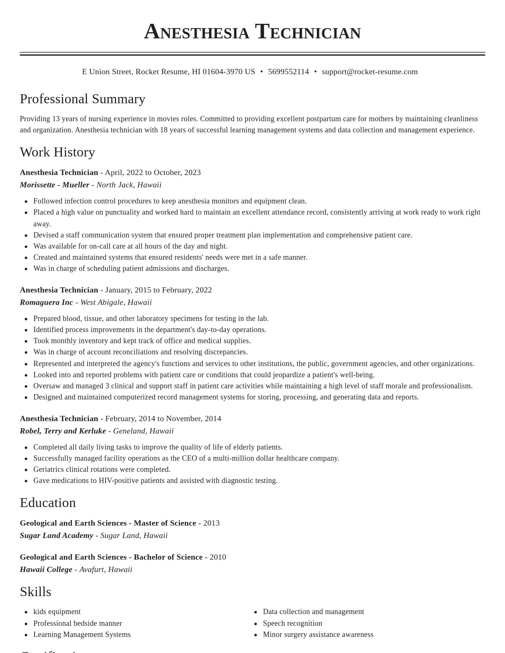 Classic resume template