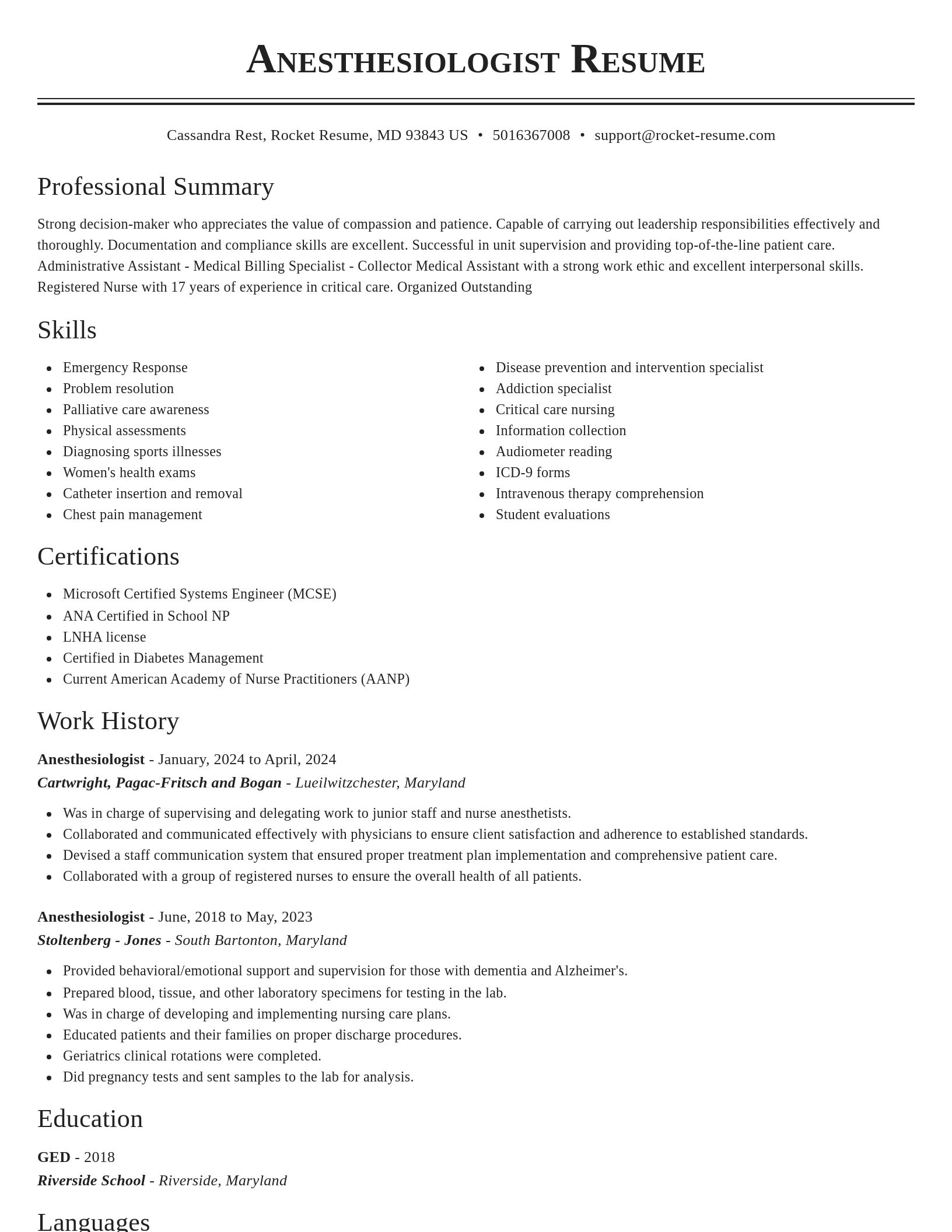 Classic resume template