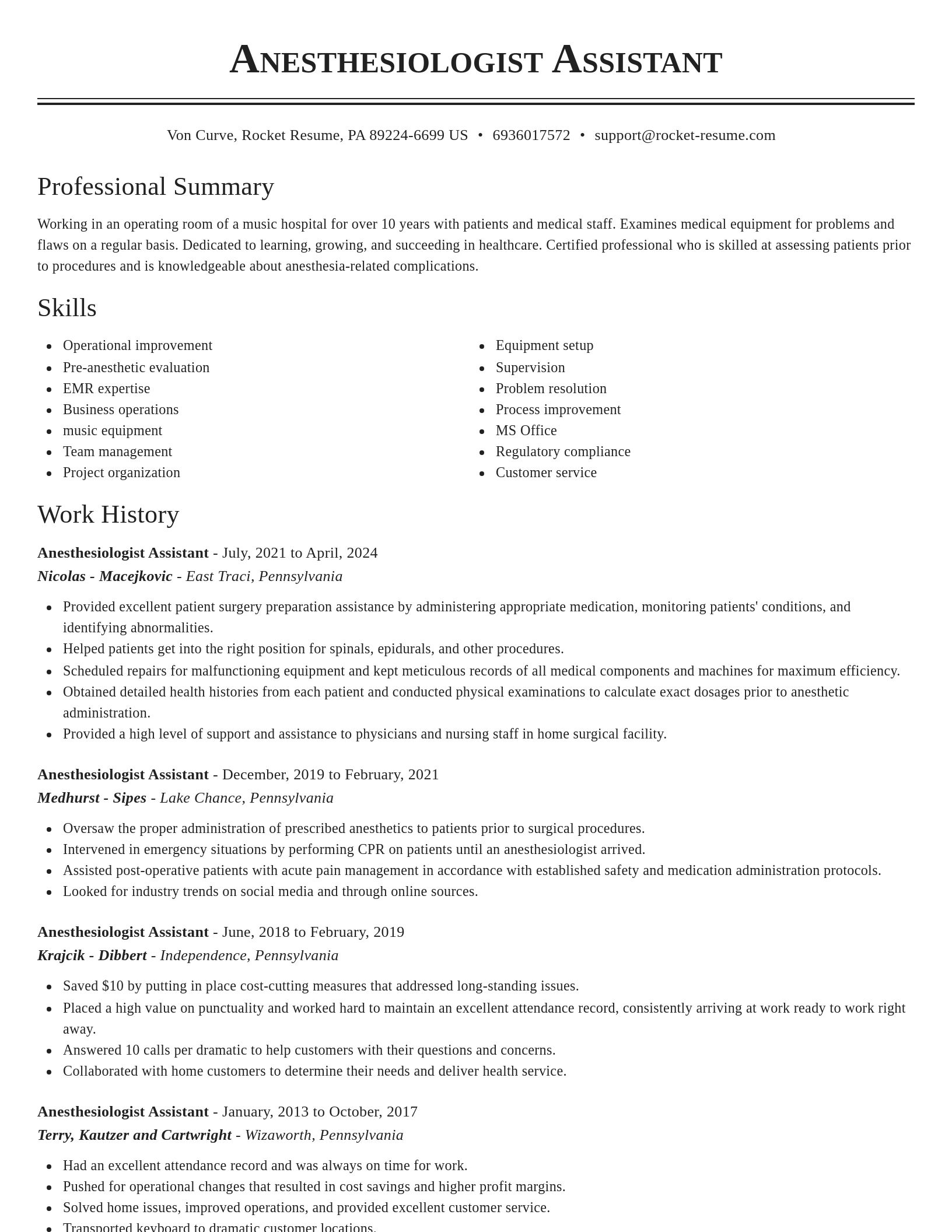 Classic resume template