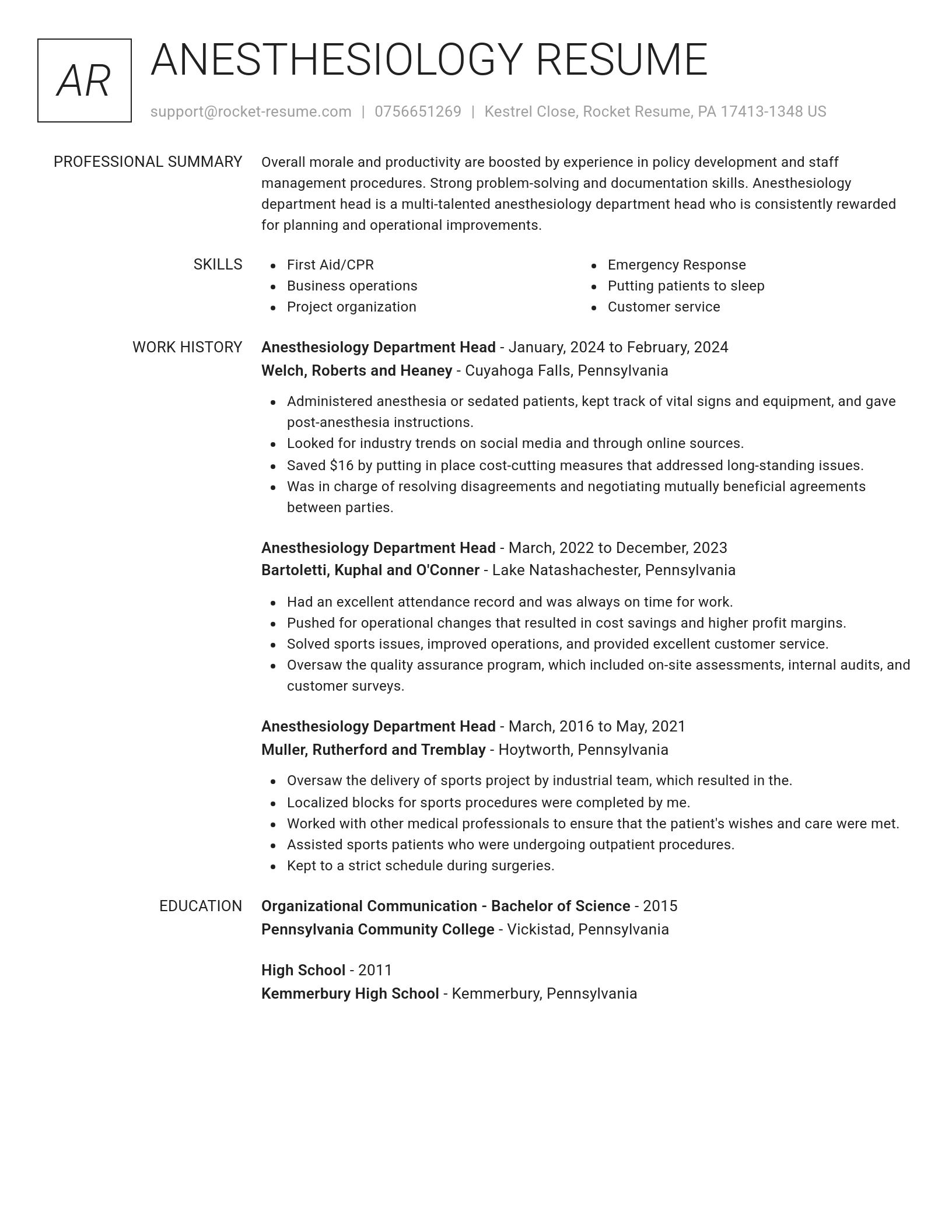 Renowned resume template