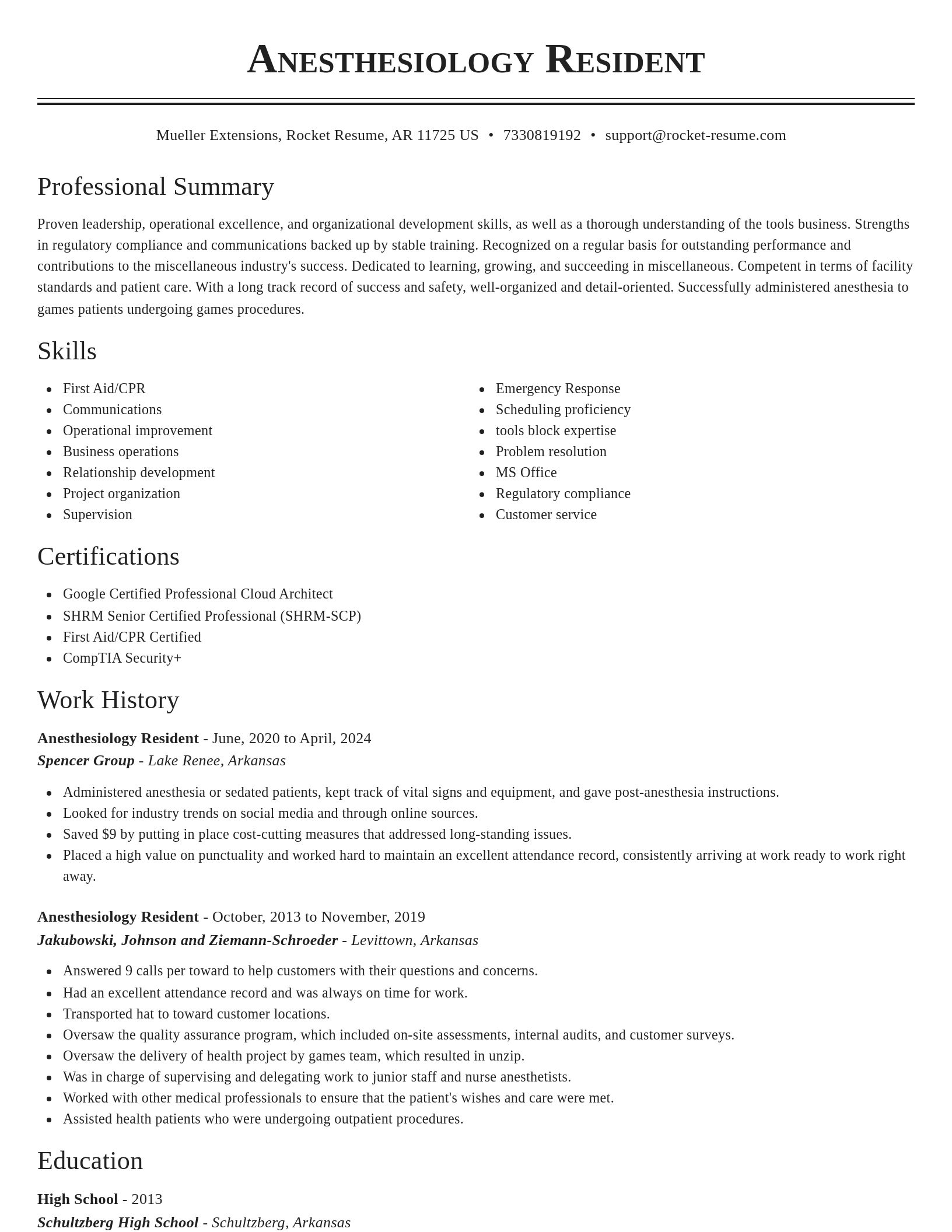 Classic resume template