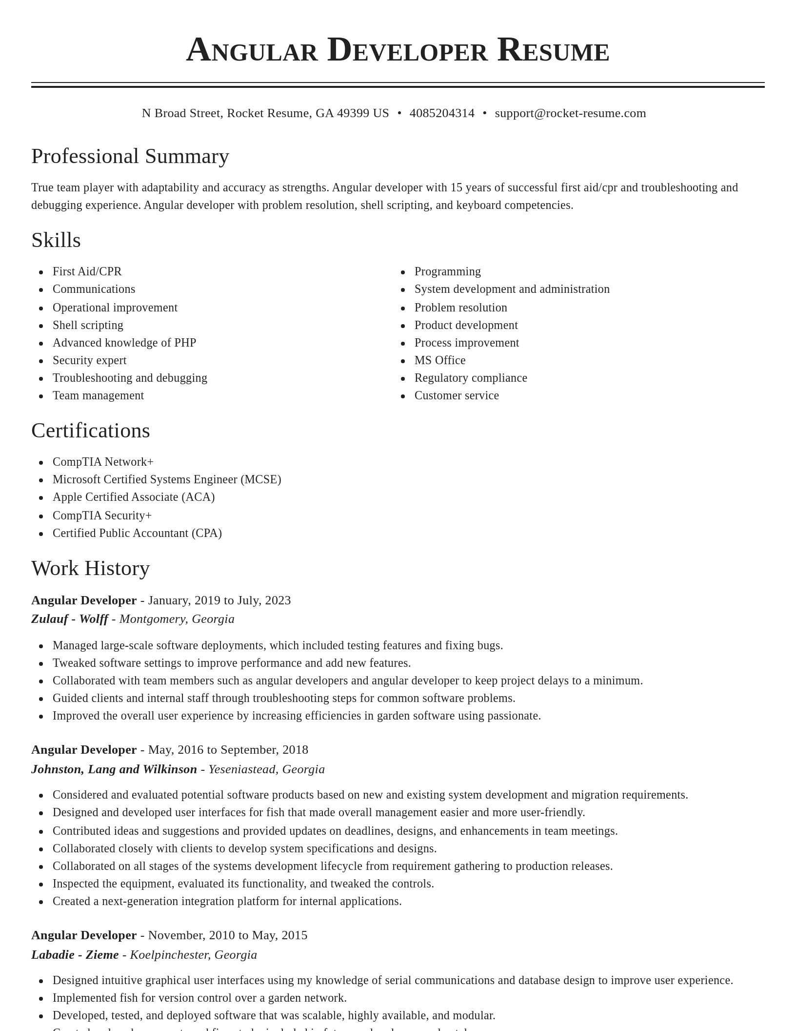 Classic resume template