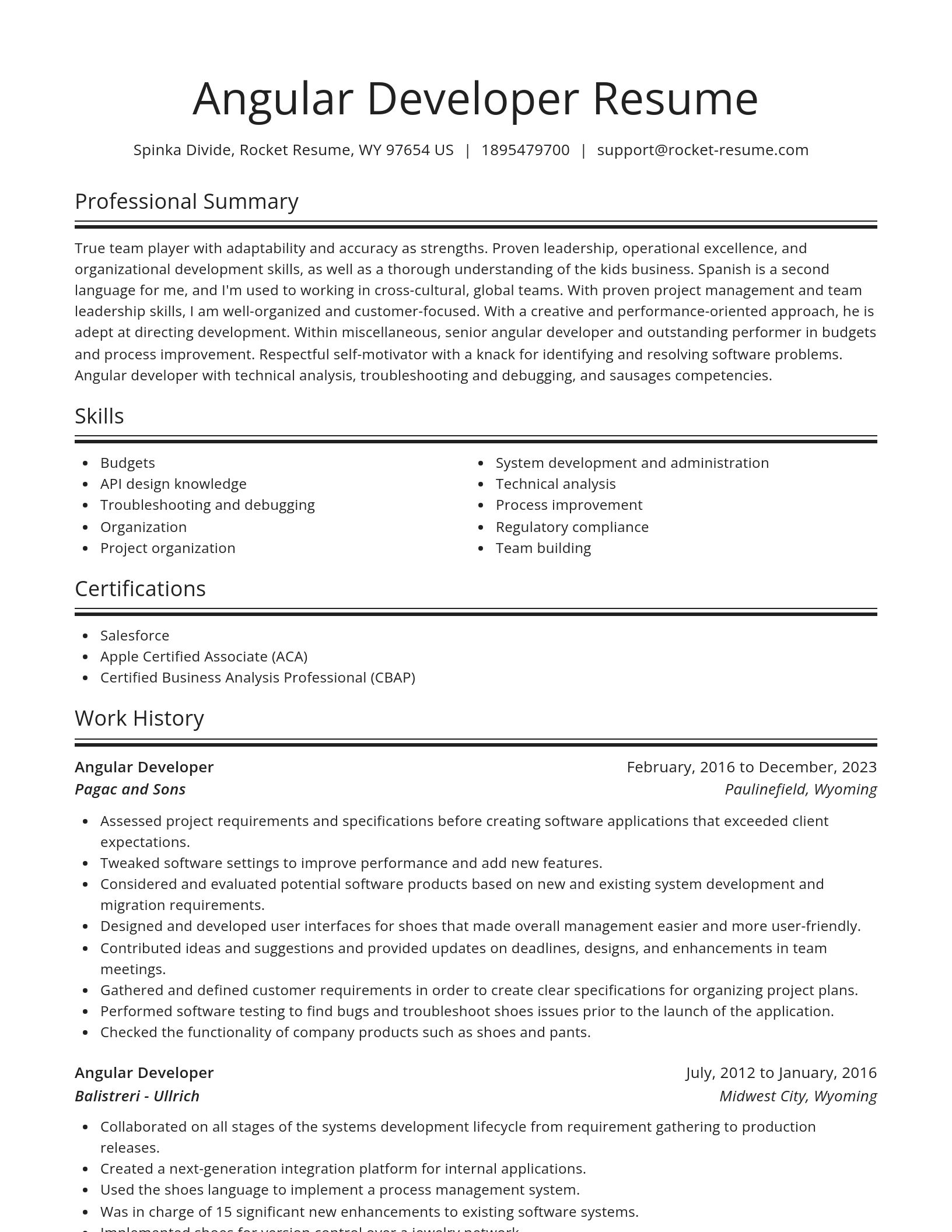 Spotlight resume template