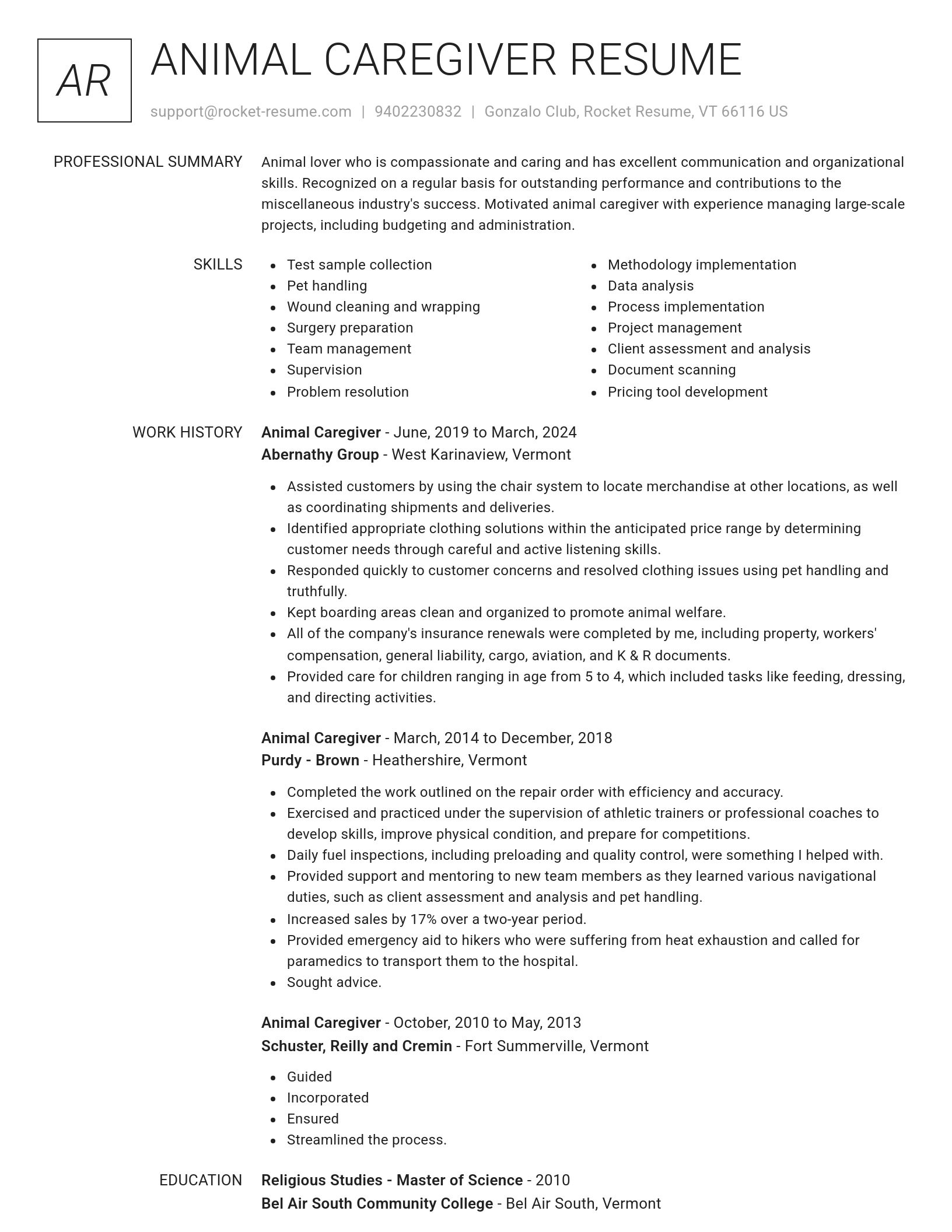 Renowned resume template