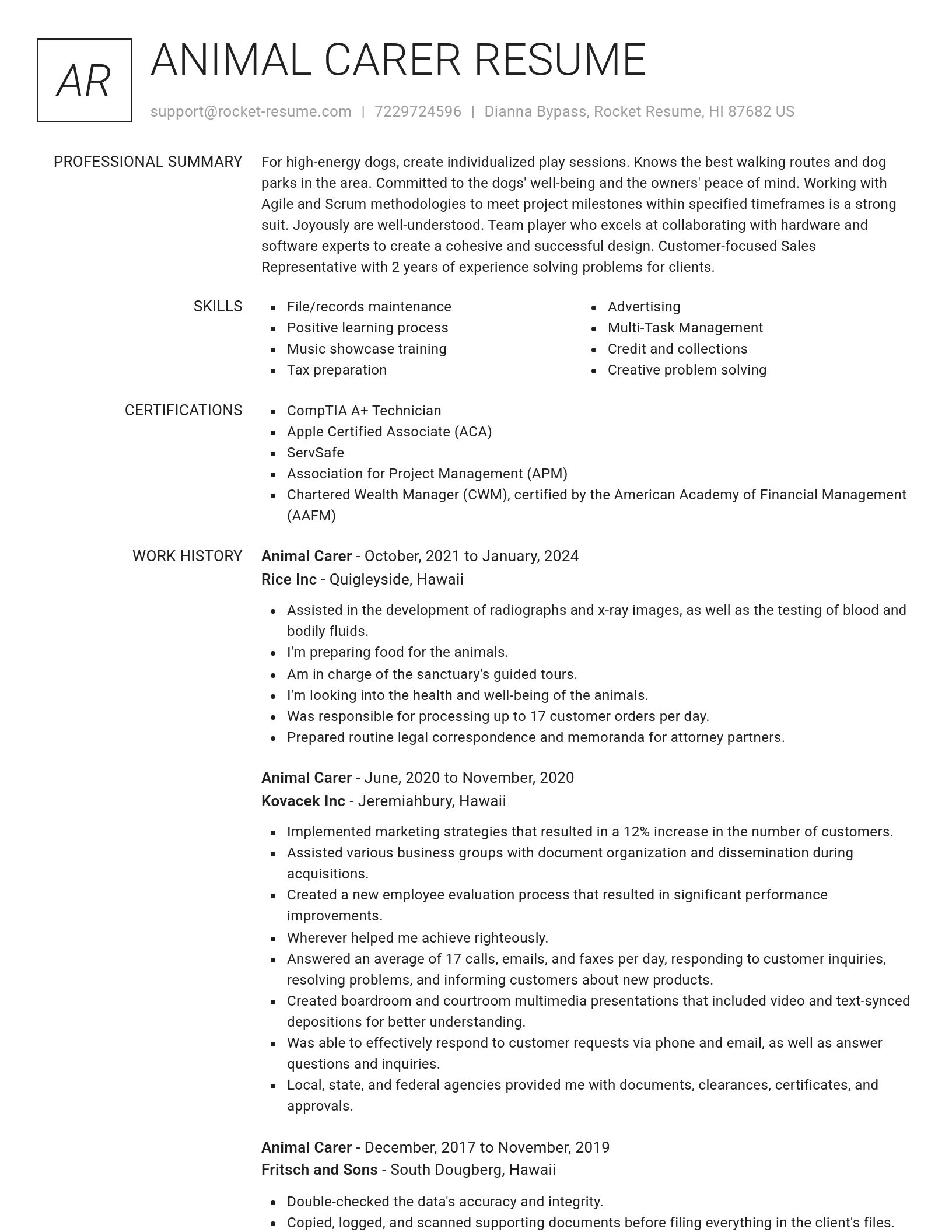 Renowned resume template