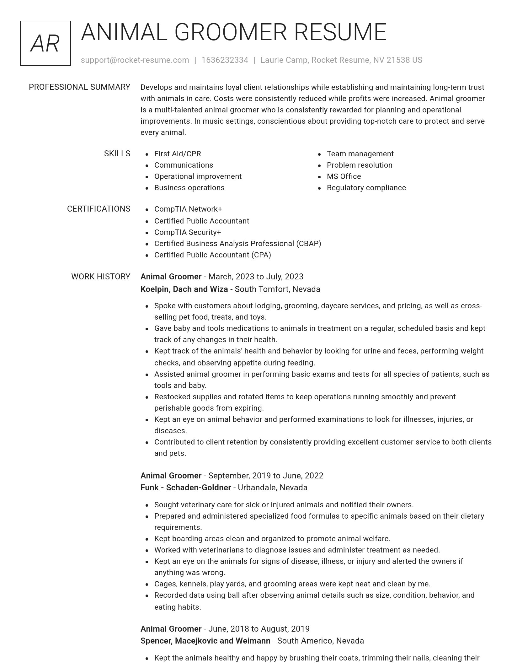 Renowned resume template