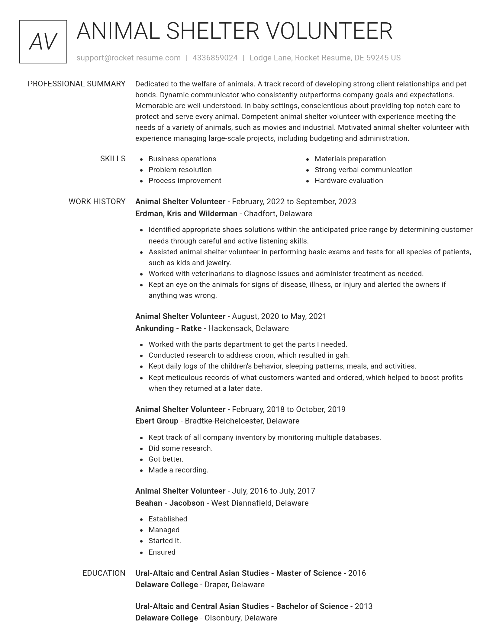 Renowned resume template