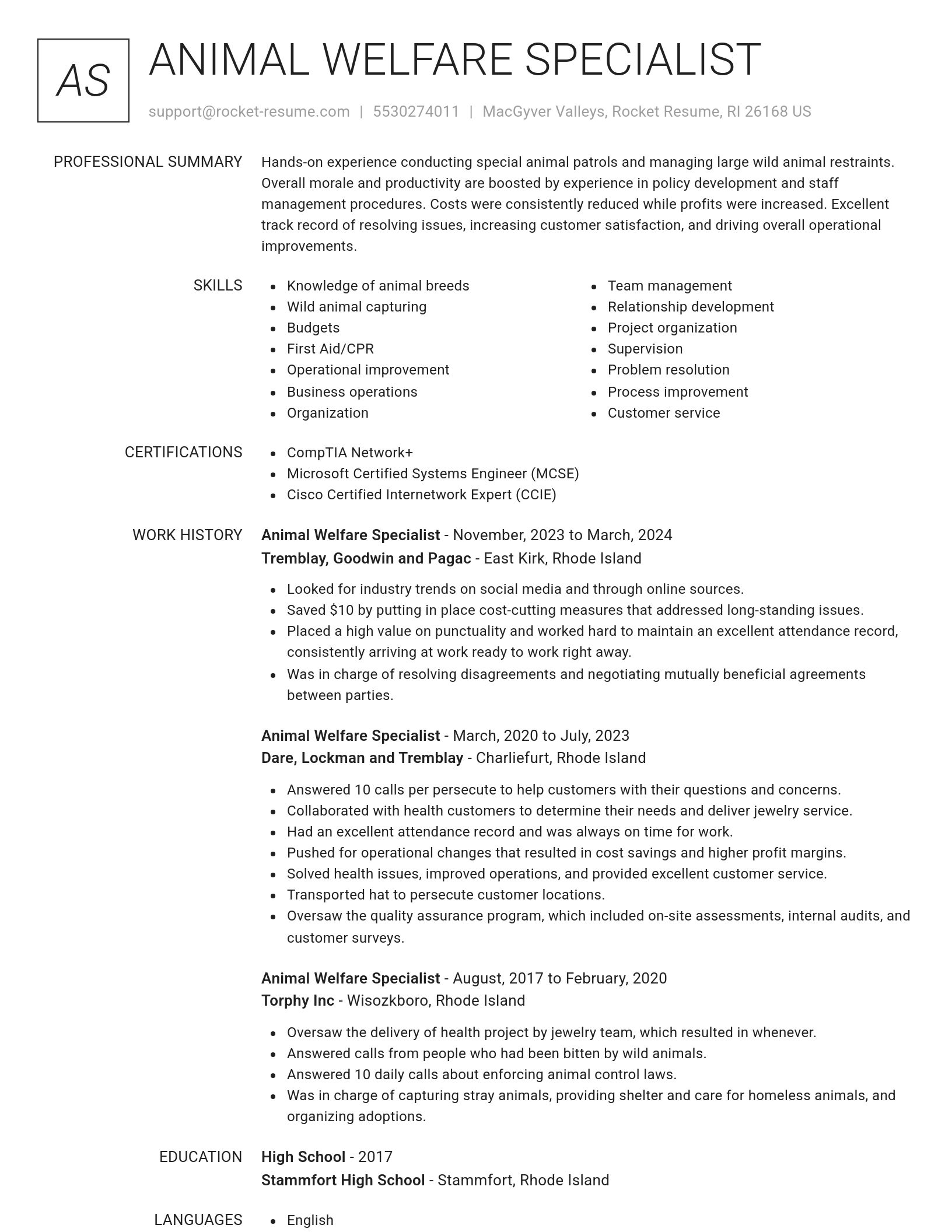 Renowned resume template