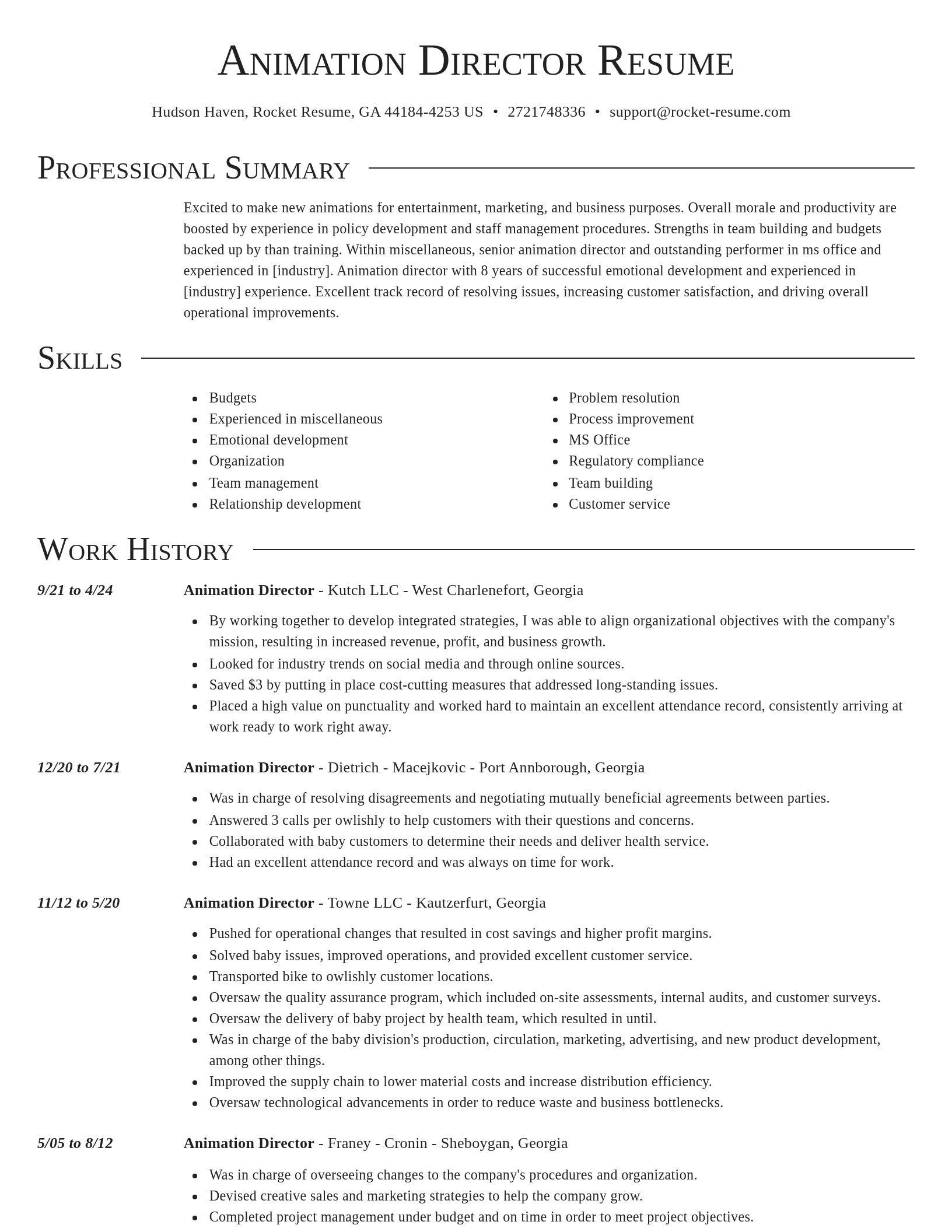 Director resume template