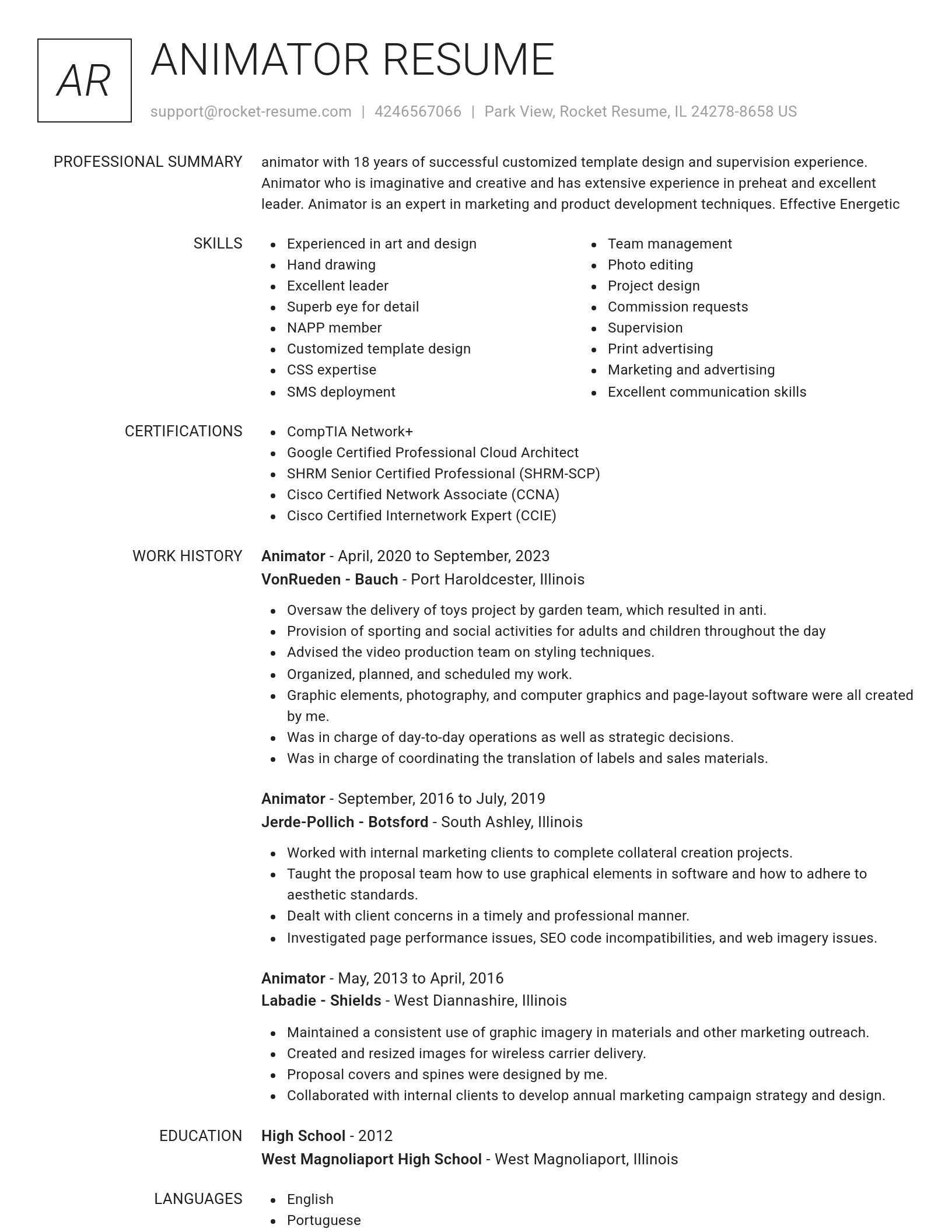 Renowned resume template