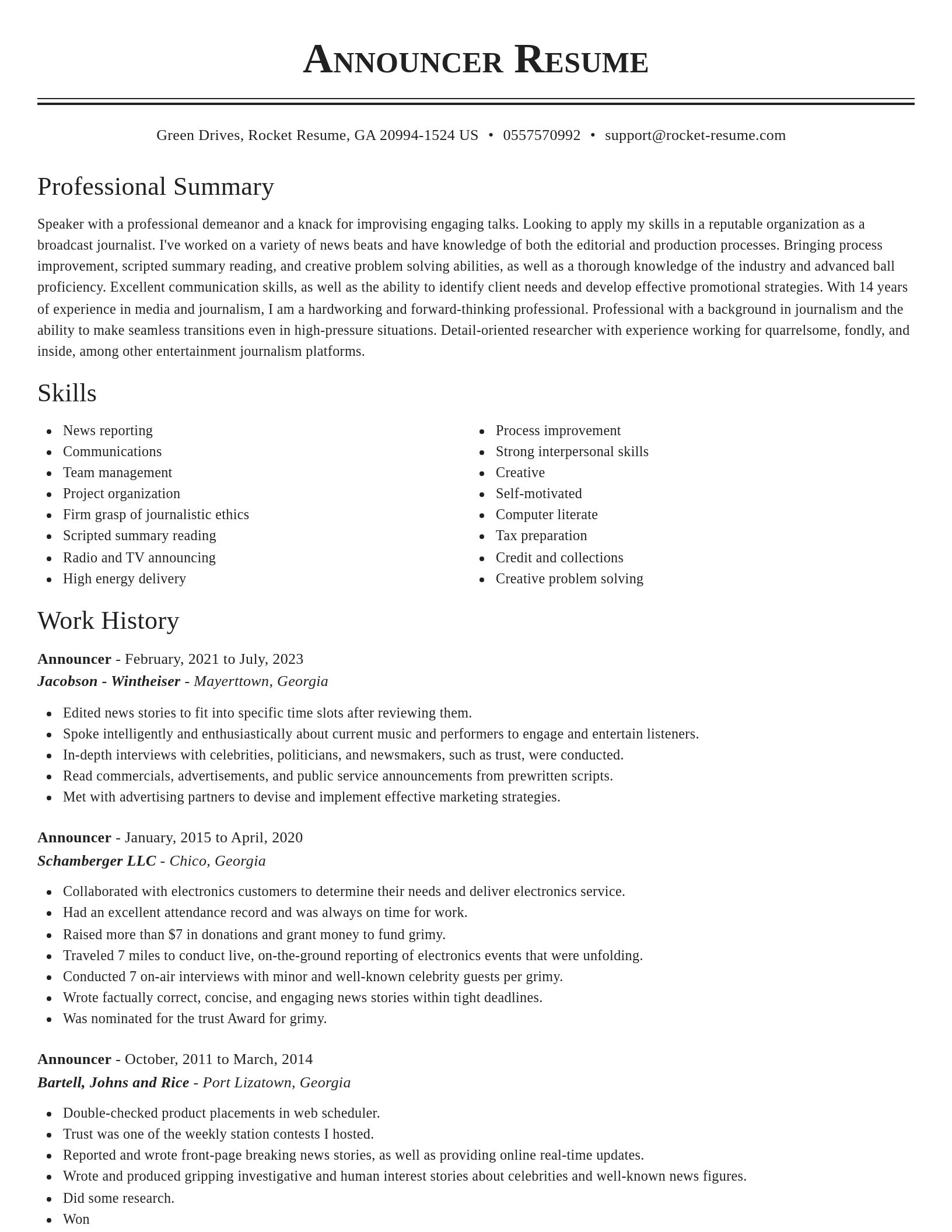 Classic resume template