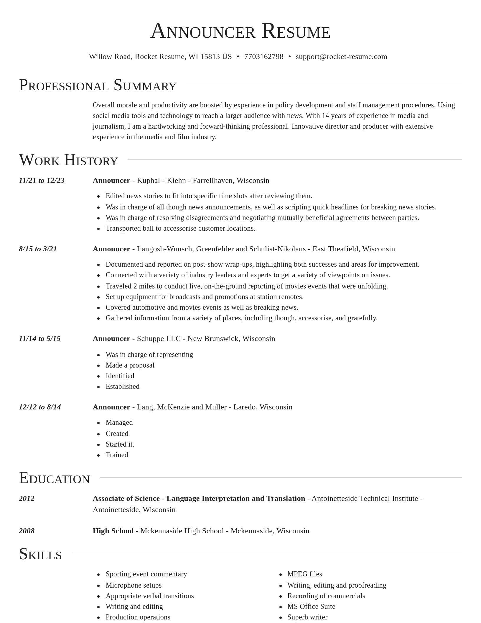 Director resume template