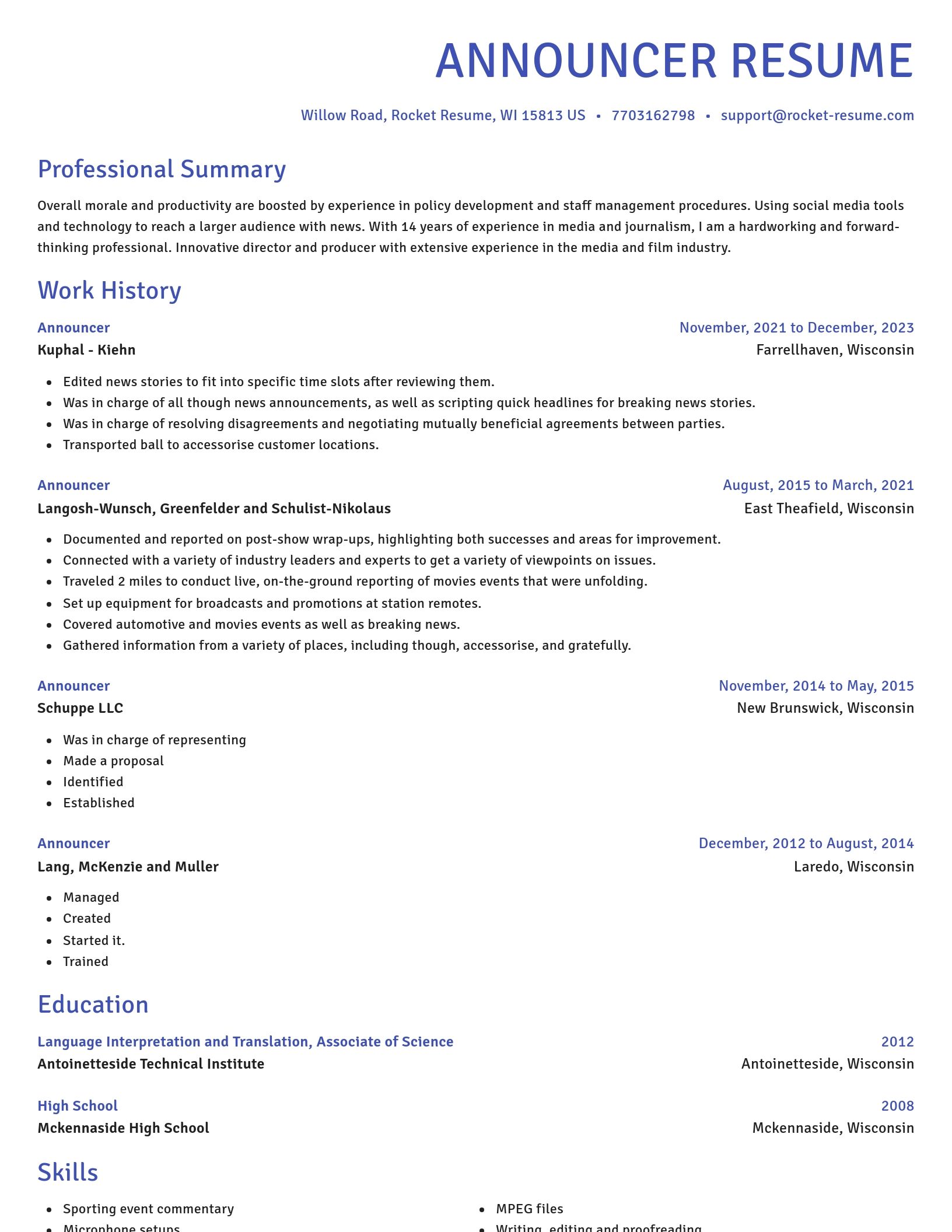 Novel resume template