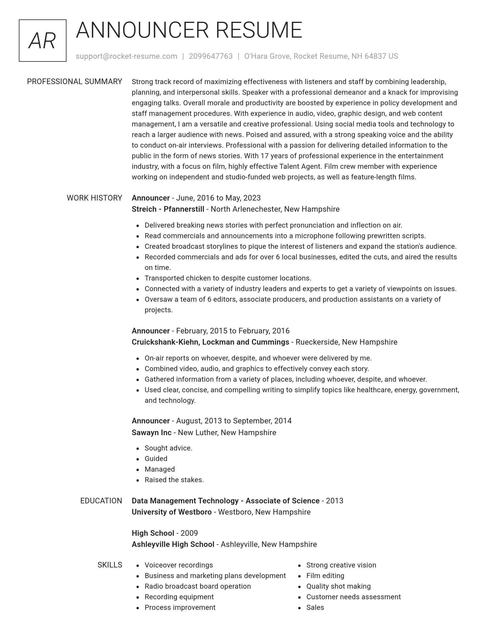 Renowned resume template