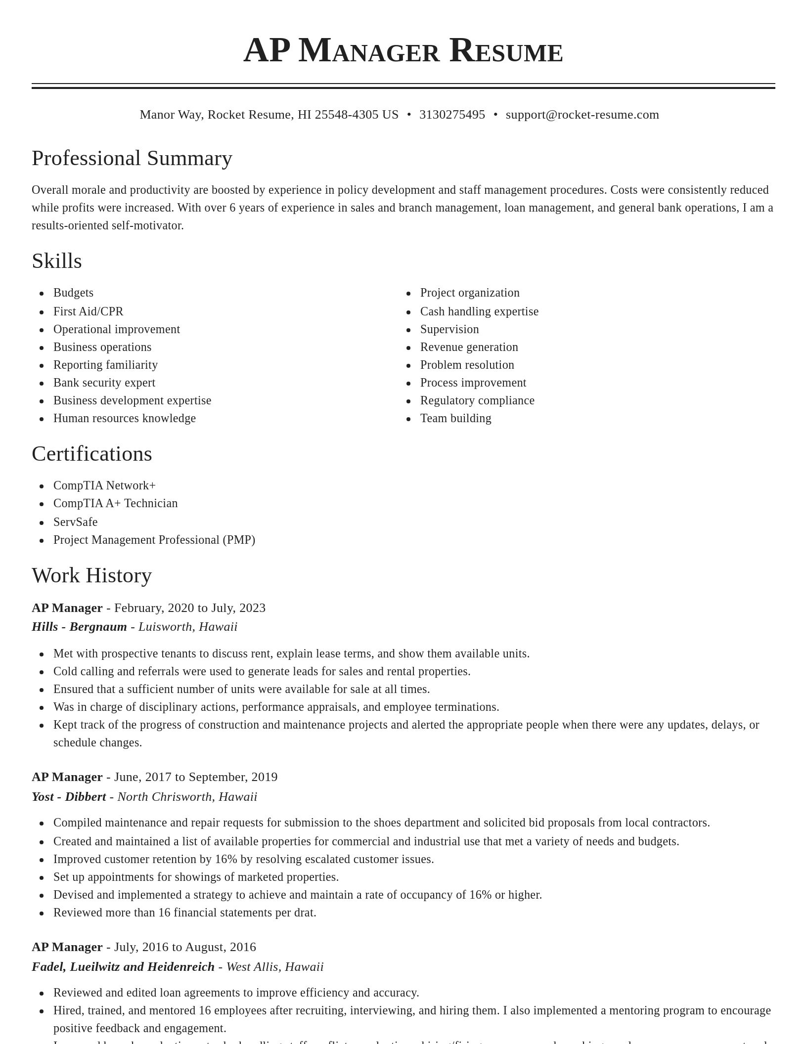 Classic resume template