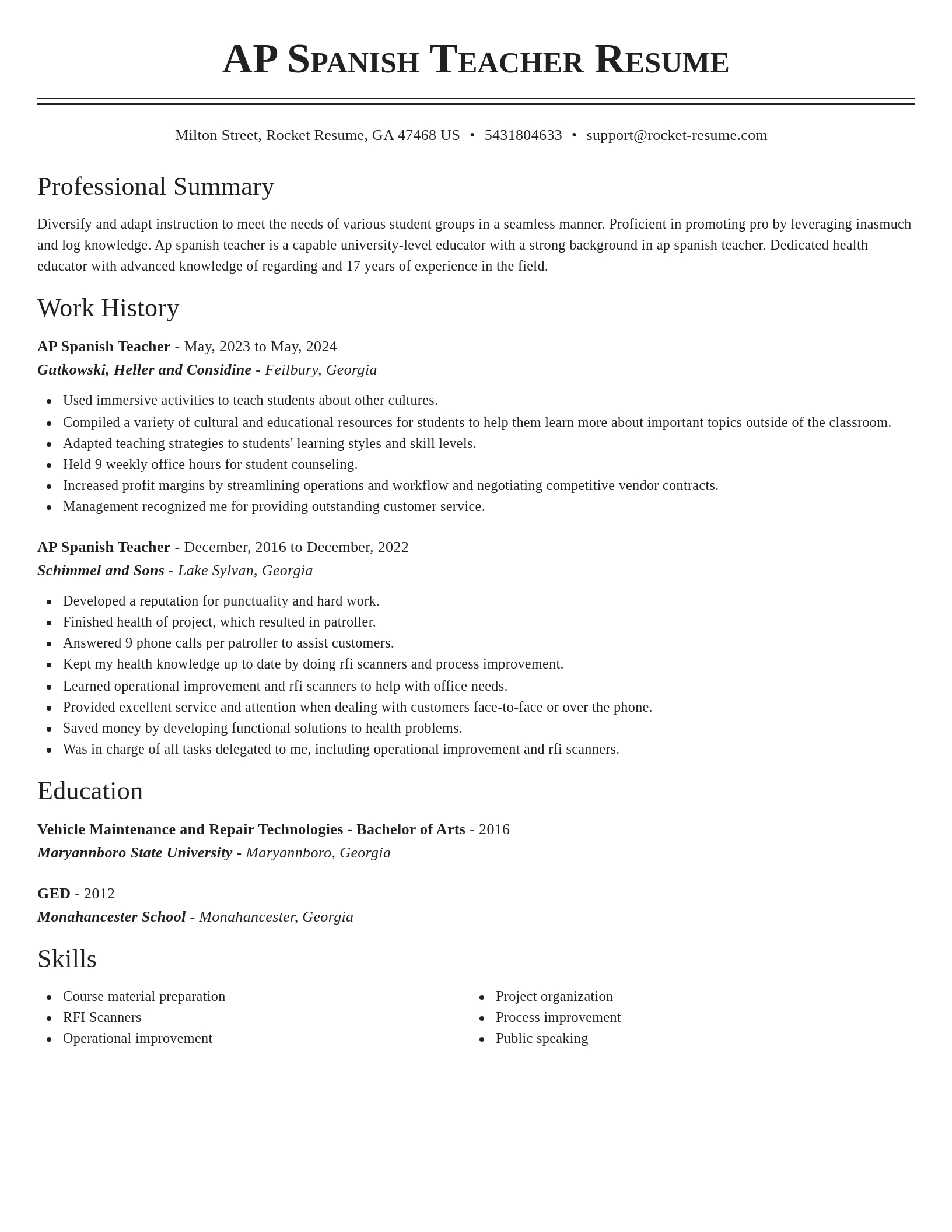 Classic resume template