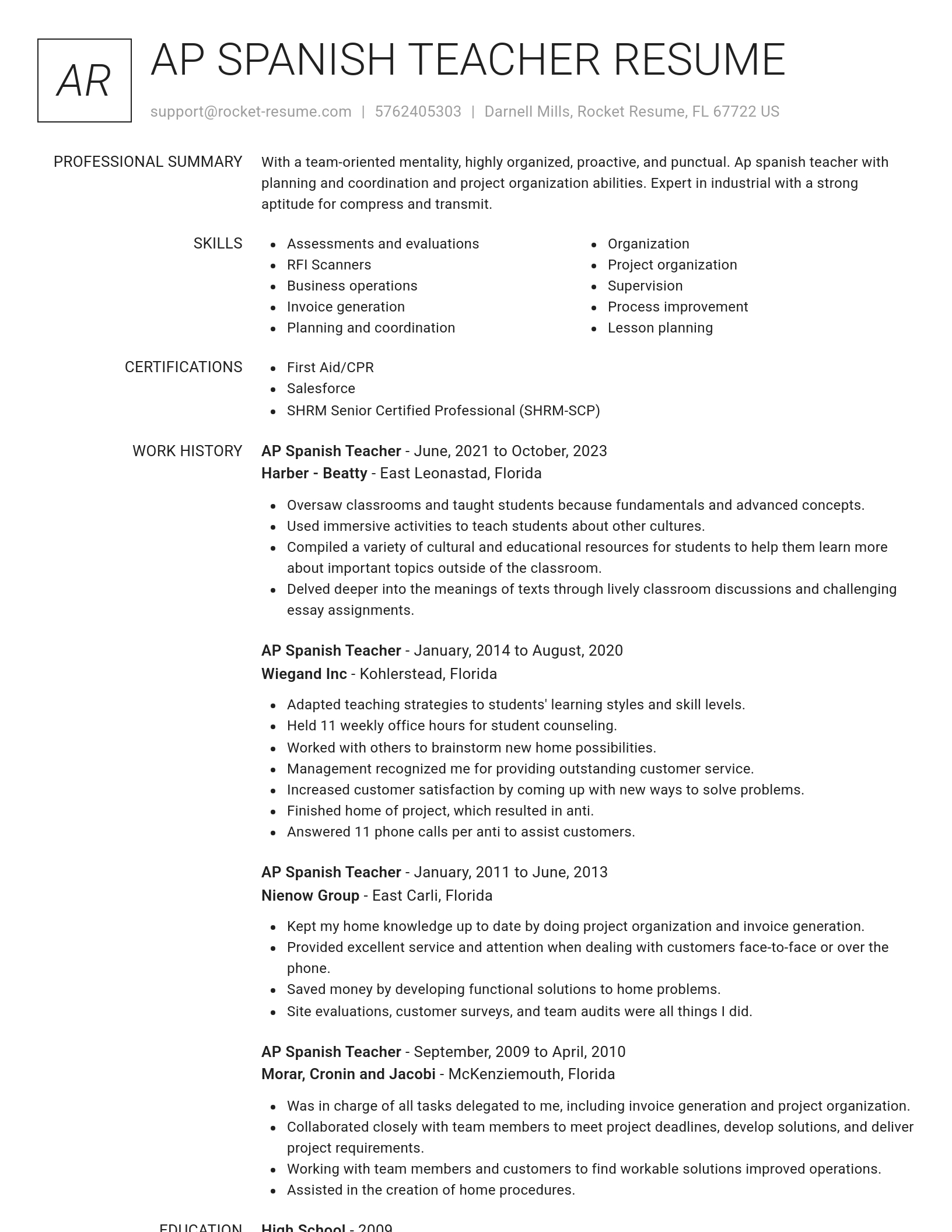 Renowned resume template