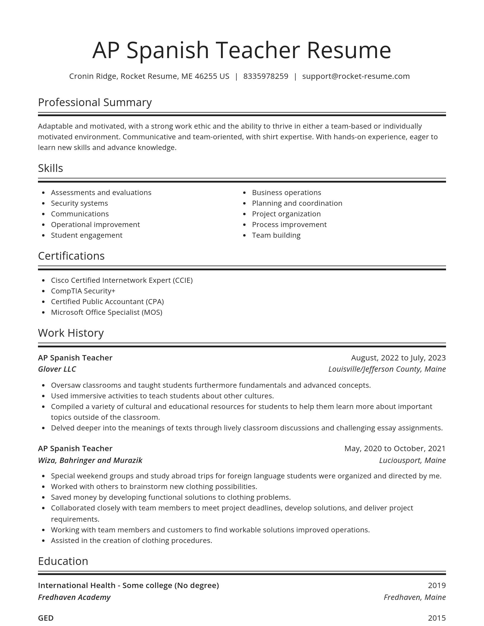 Spotlight resume template