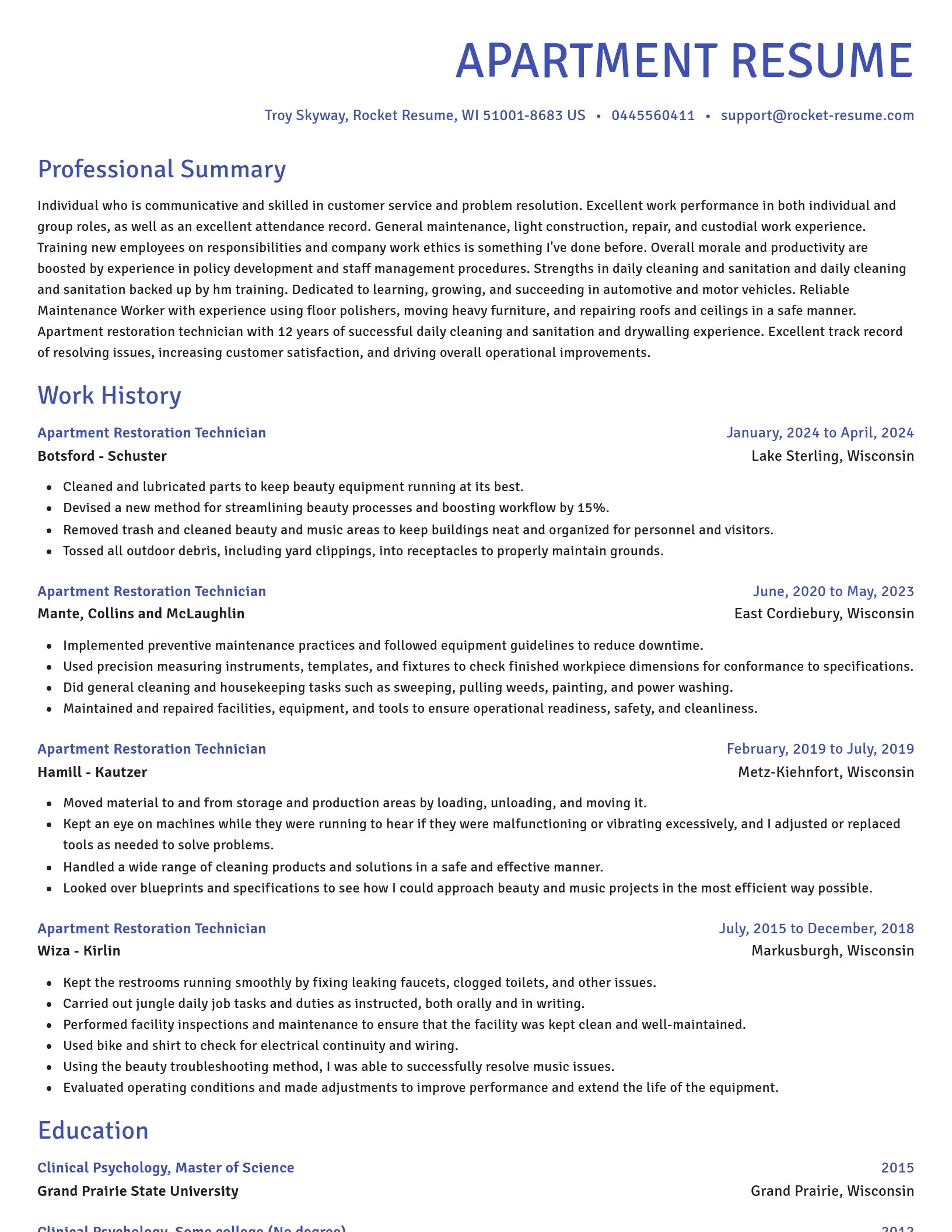 Novel resume template