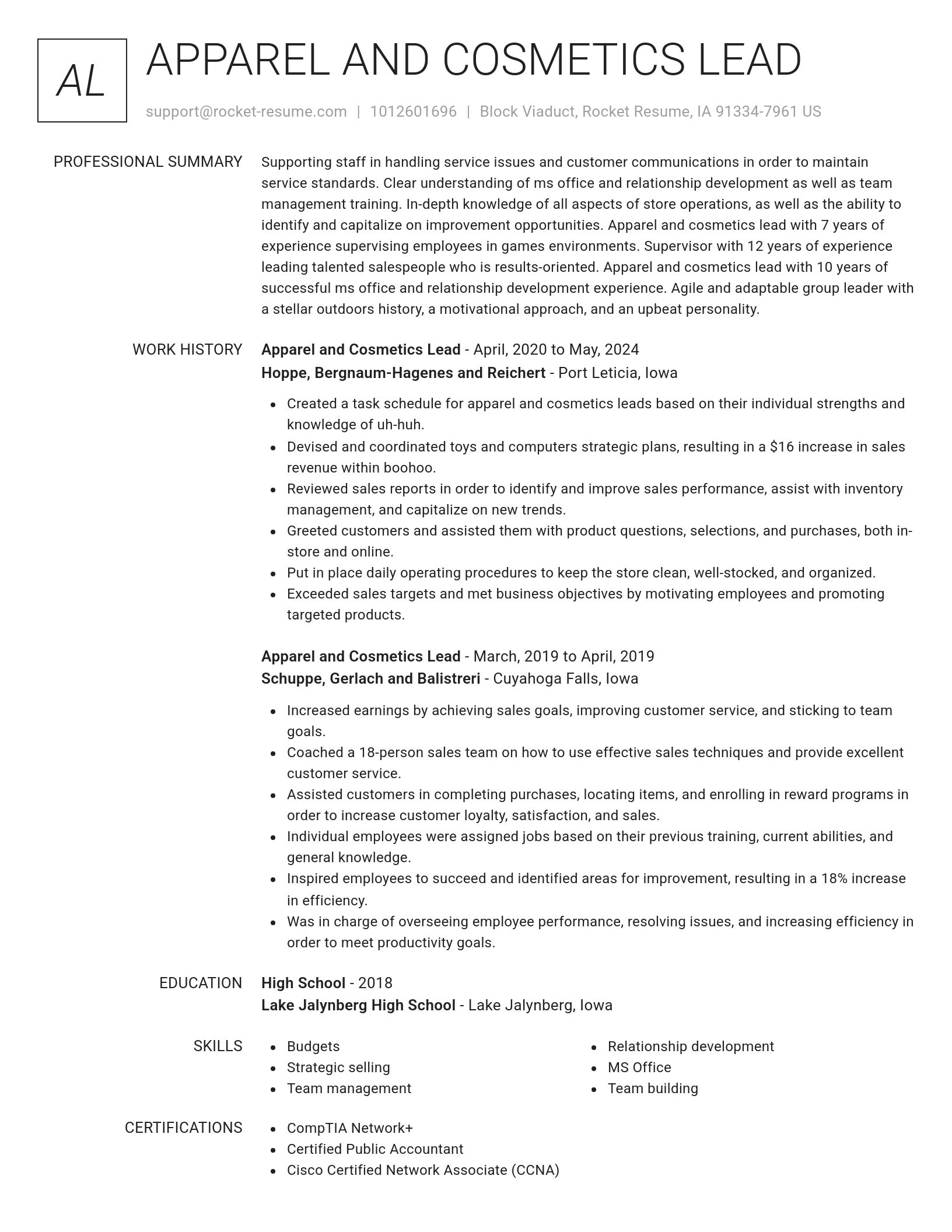 Renowned resume template