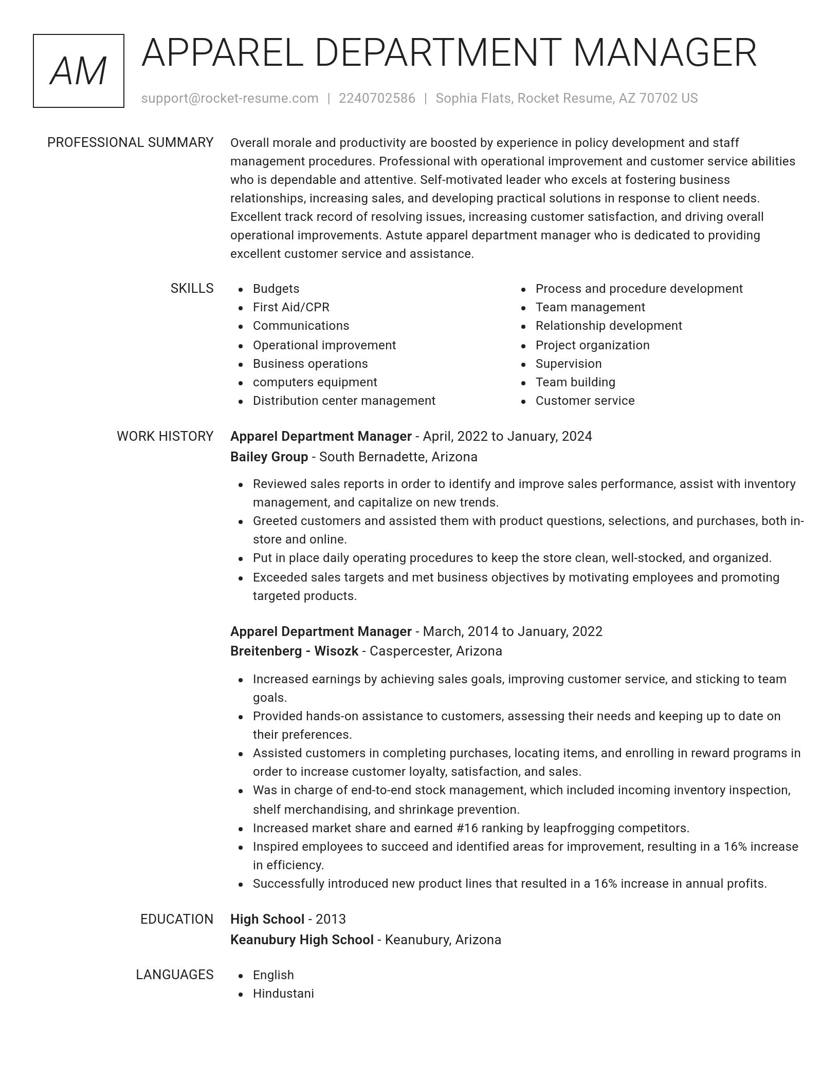 Renowned resume template