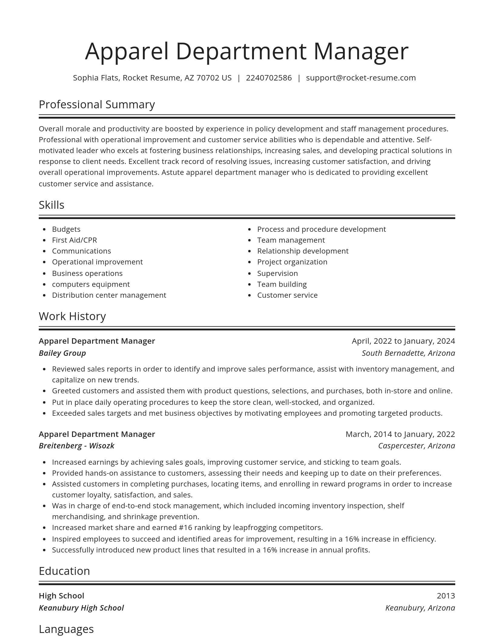 Spotlight resume template