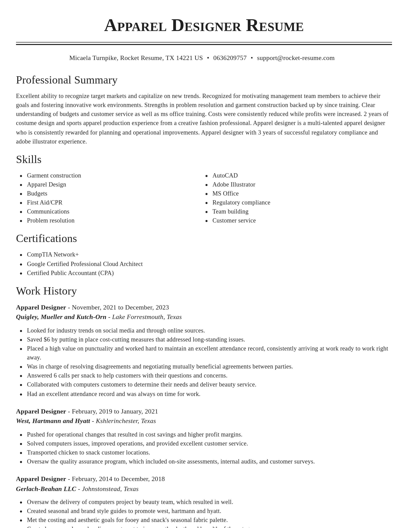 Classic resume template