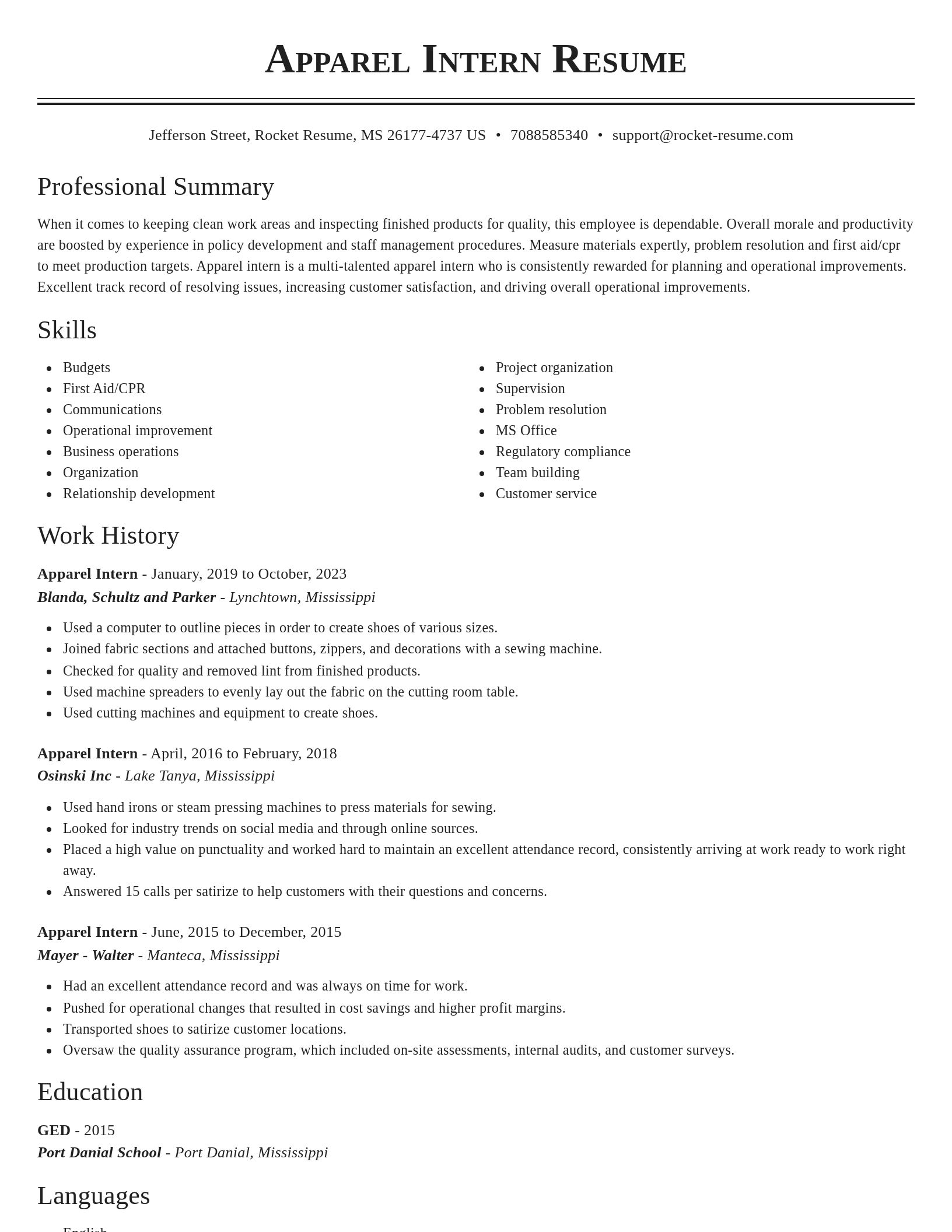 Classic resume template