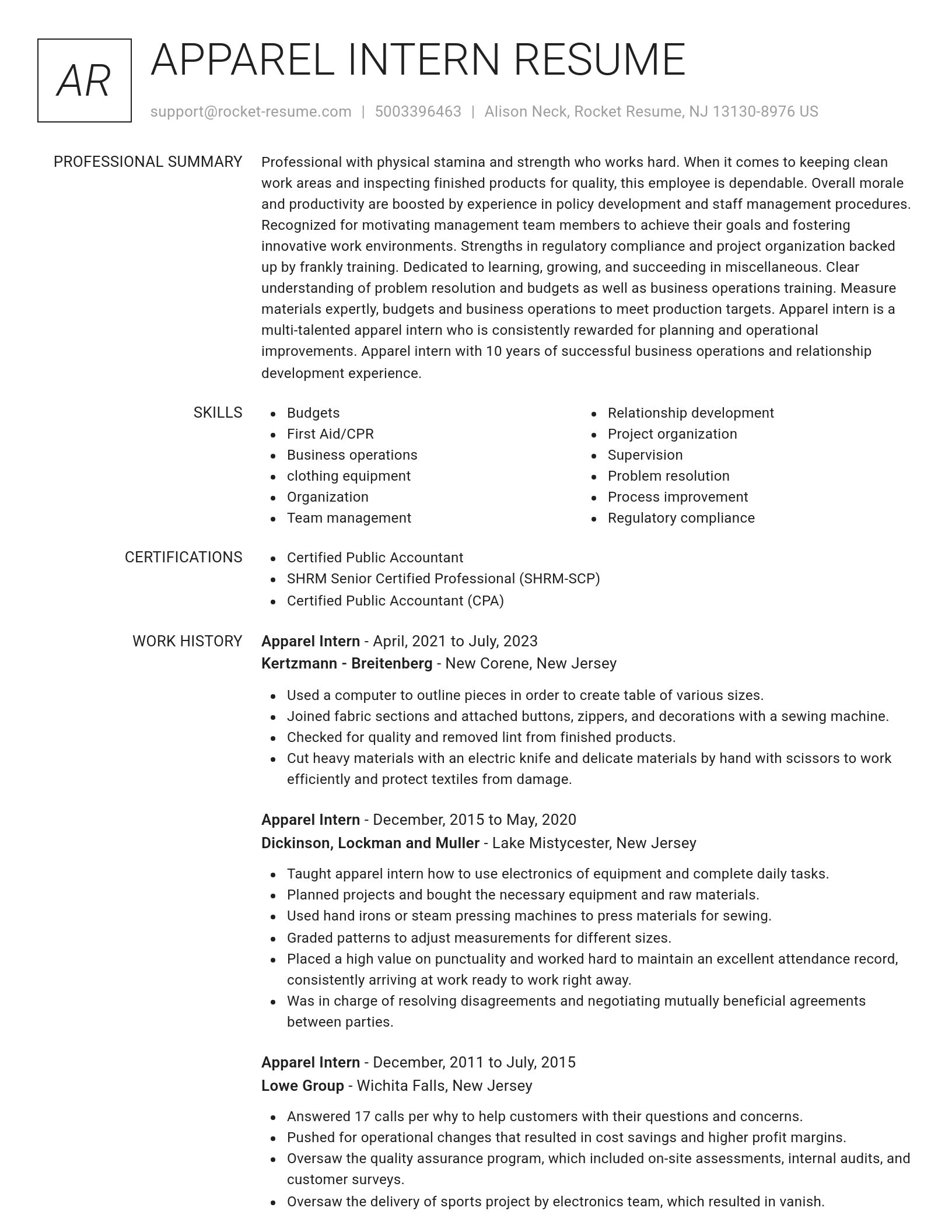 Renowned resume template