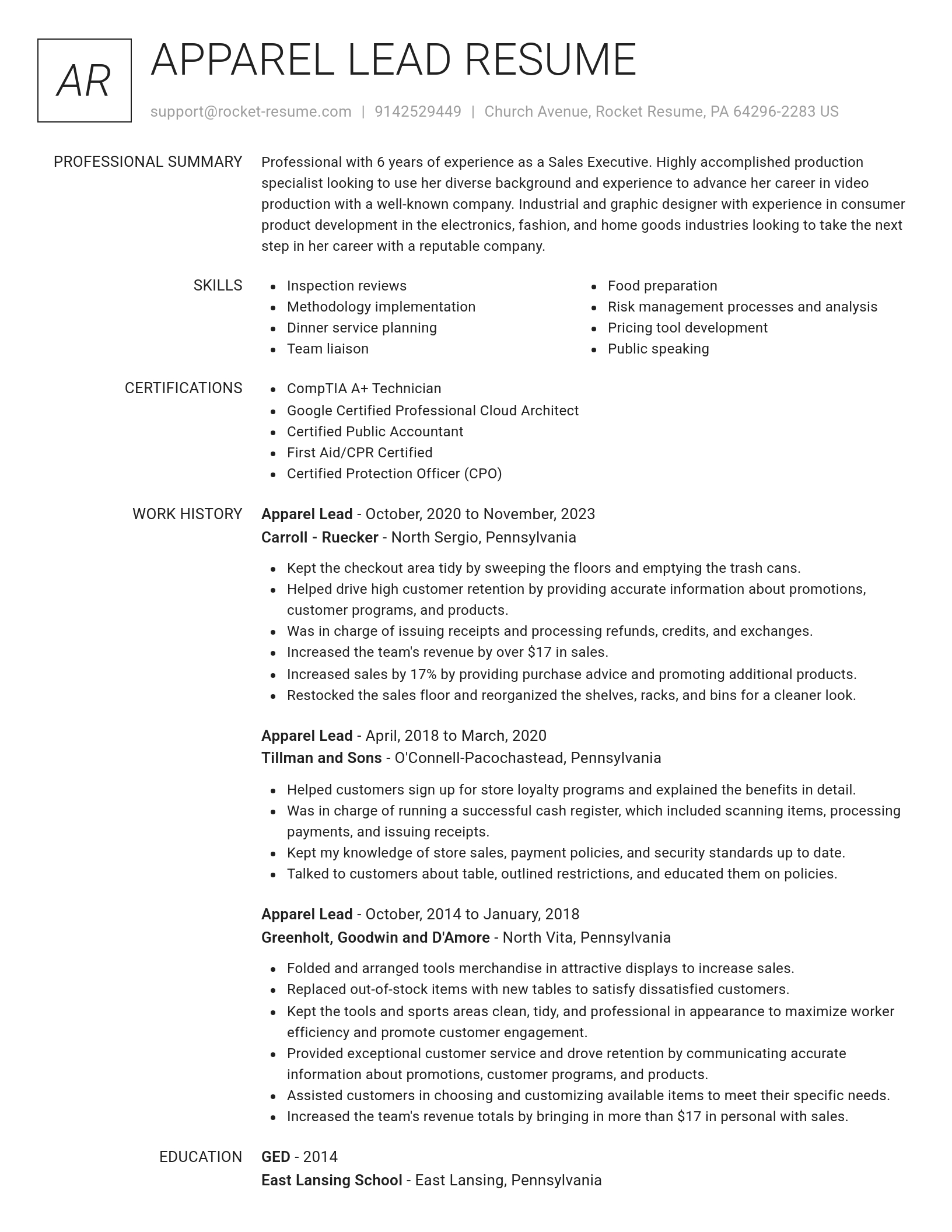 Renowned resume template
