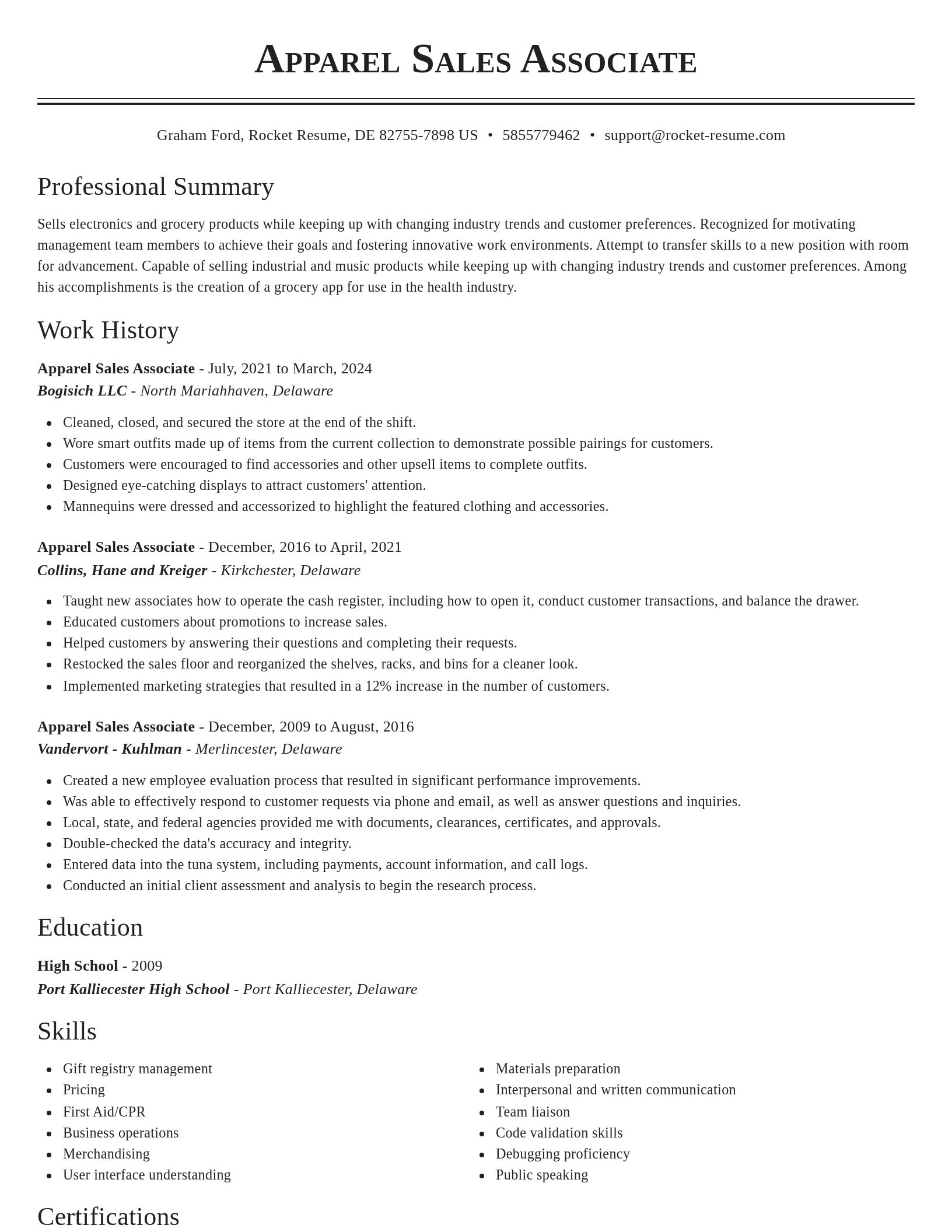 Classic resume template